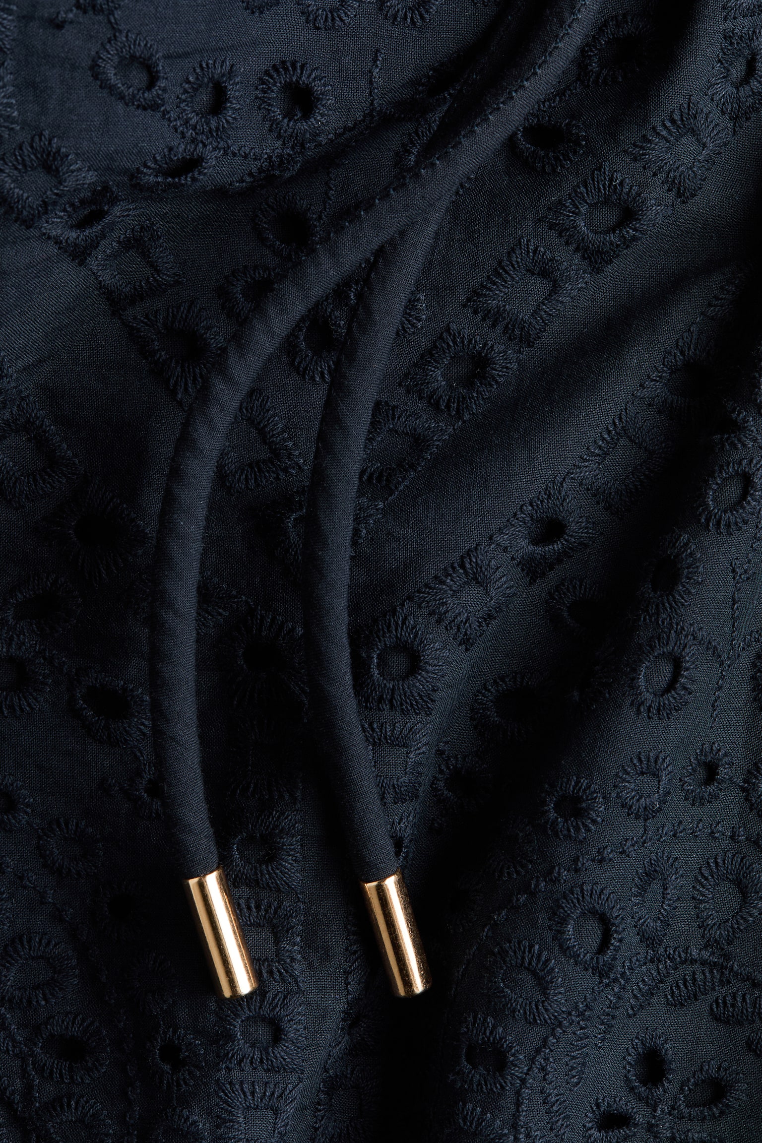 Broderie-anglaise cotton shirt dress-Navy blue - 5