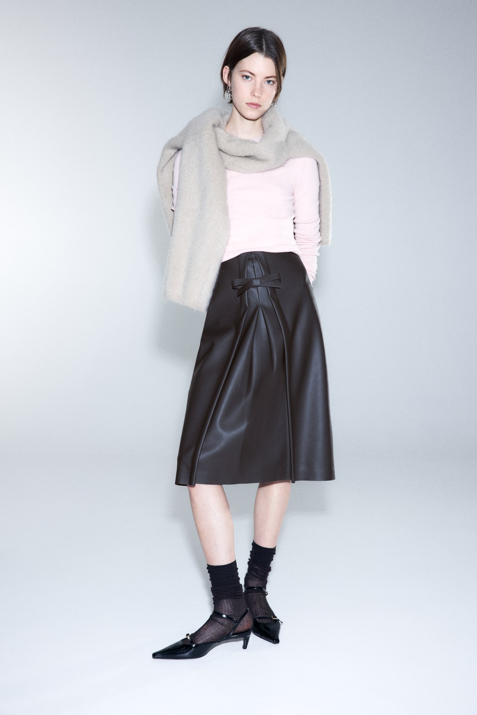 Женская юбка H&M Bow-Front, цвет: Тёмный коричневый — фото 3