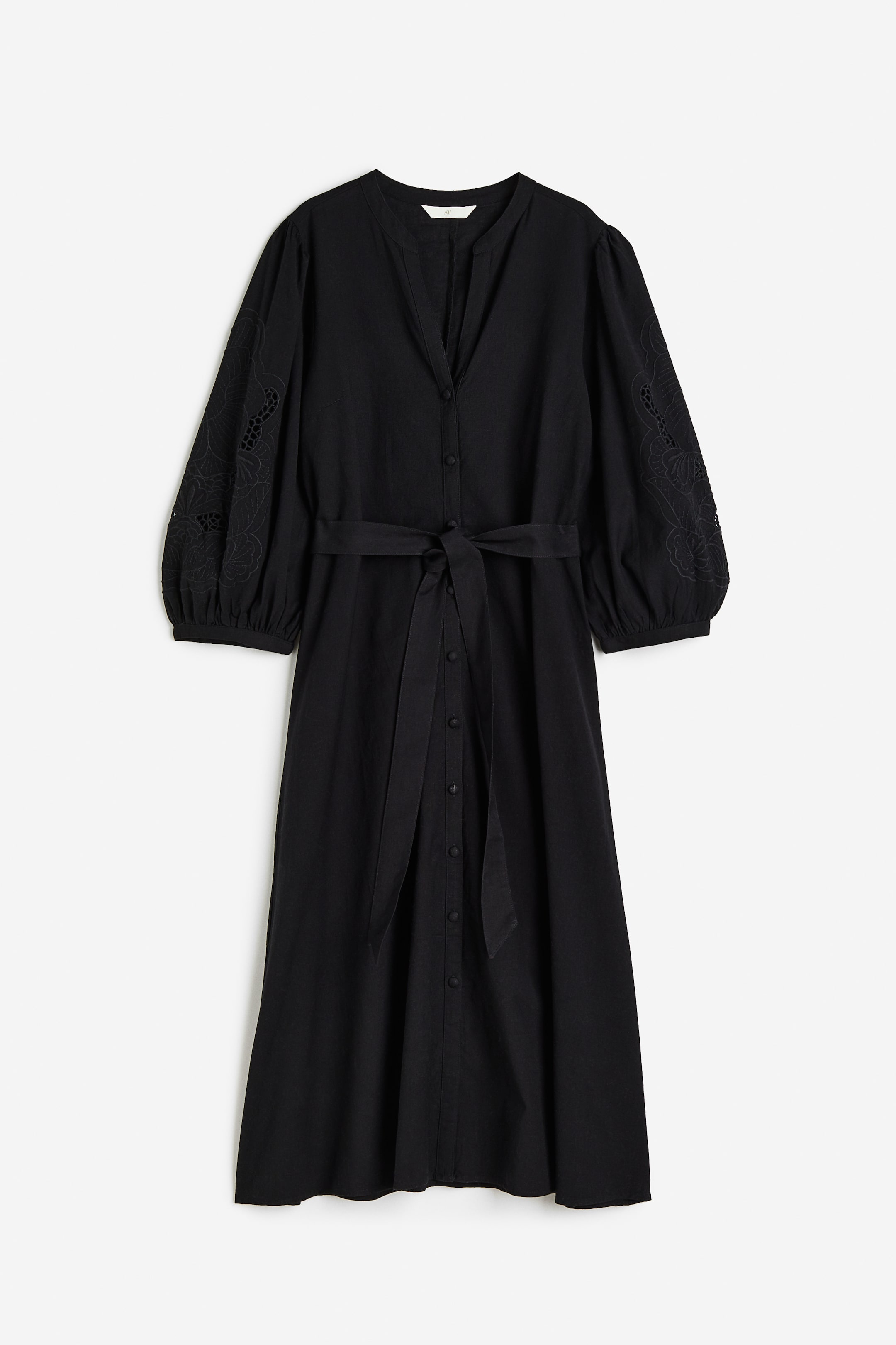 H En M Zwarte Jurk Jurk Met Smokwerk Zwart DAMES H&M NL - Main Image