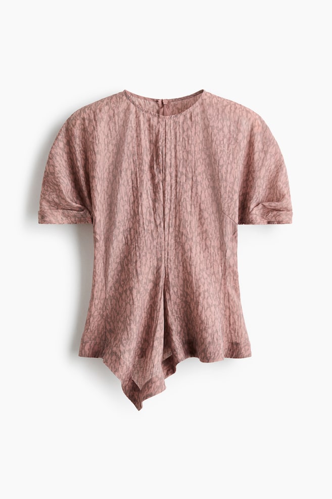 Lyocell-Blend Handkerchief Blouse - Dusty pink/patterned/Light beige - 1