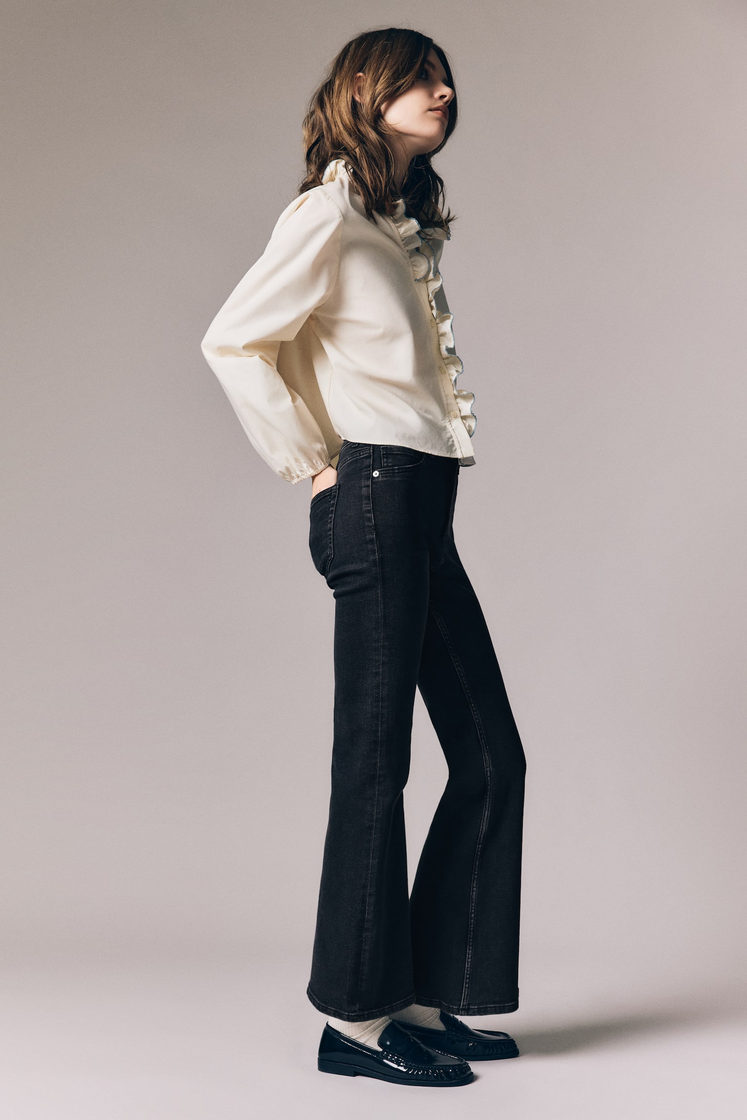 Flared High Jeans - Nero/washed out/Grigio lavato/Blu denim chiaro/Blu denim scuro/Blu denim scuro/Blu denim - 5