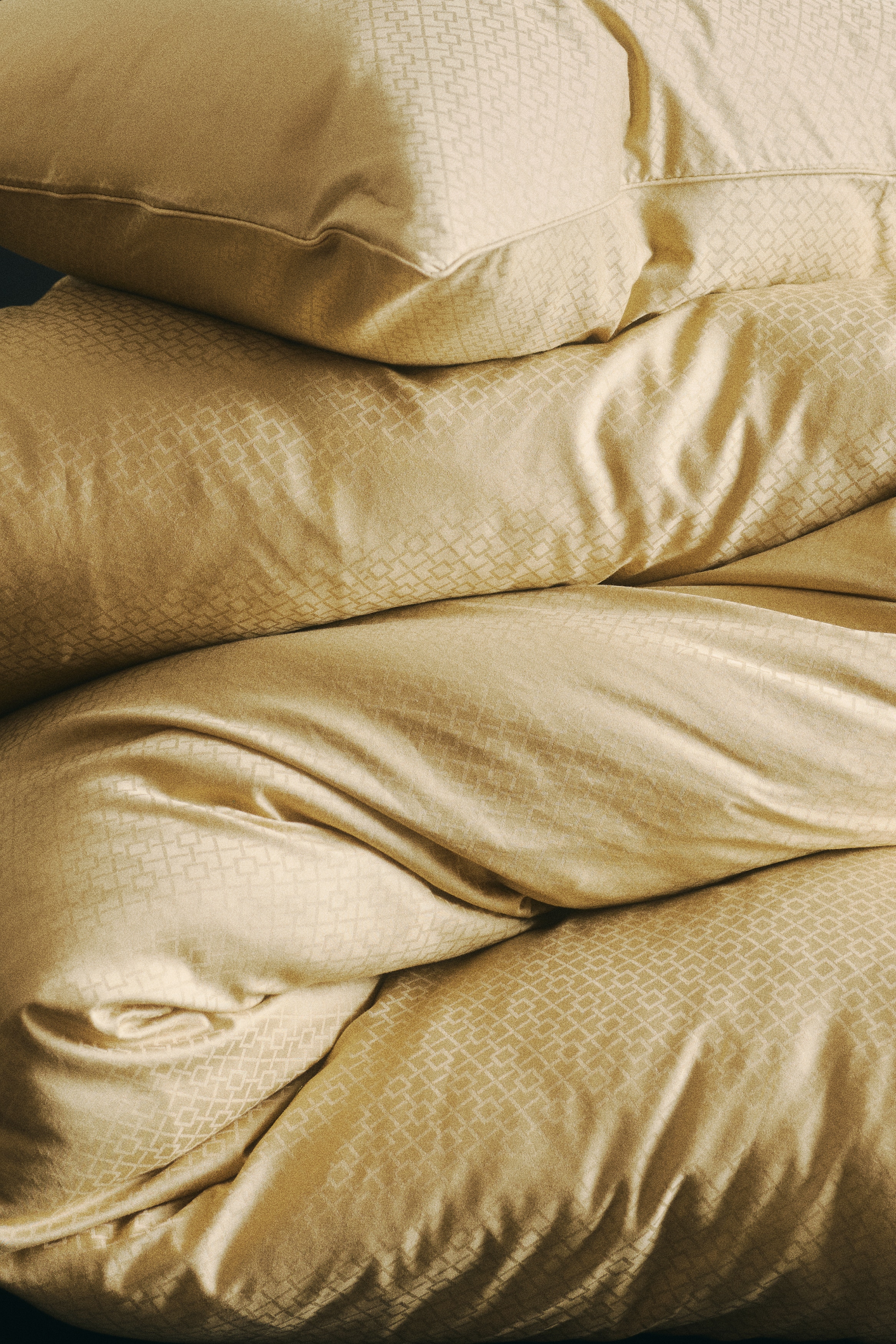 Cotton sateen double/king duvet cover set - Dusty yellow/Mole