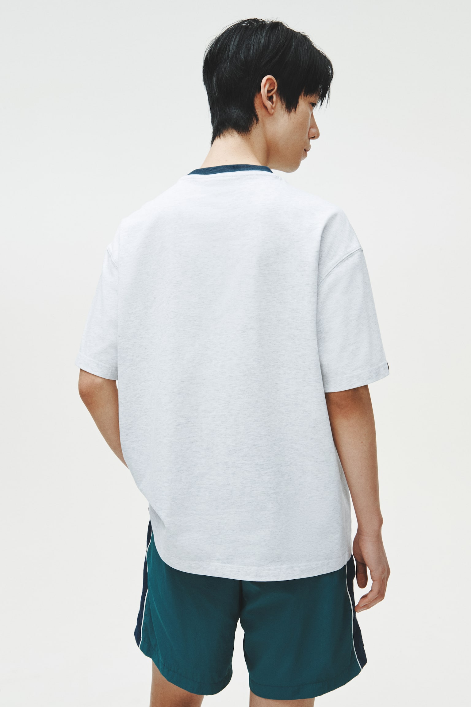 ルーズフィット プリントTシャツ-ライトグレーメランジ／Kodak - 3