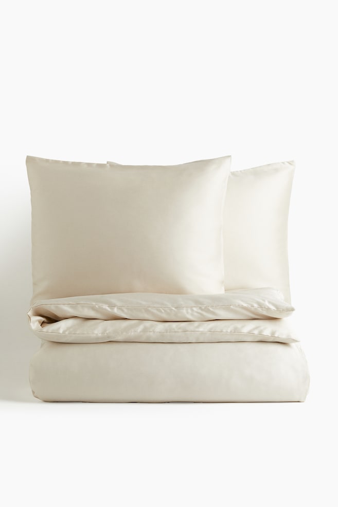 Satin double/king duvet cover set - Light beige - 1