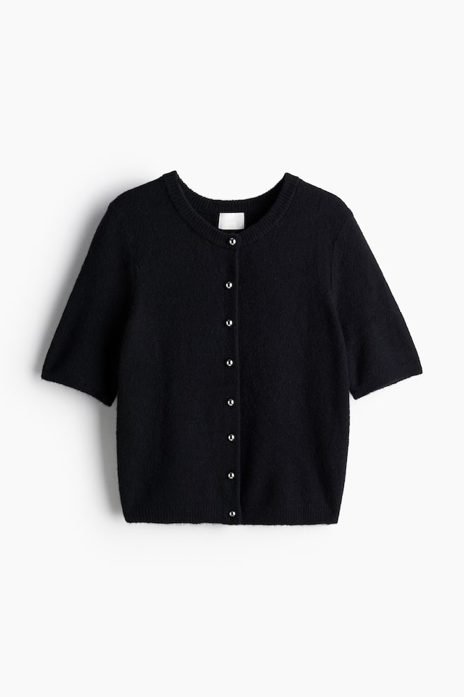 Knitted cardigan - Black/Dark grey marl/Cream/Striped/Grey marl/Light dusty green/Cream - 1