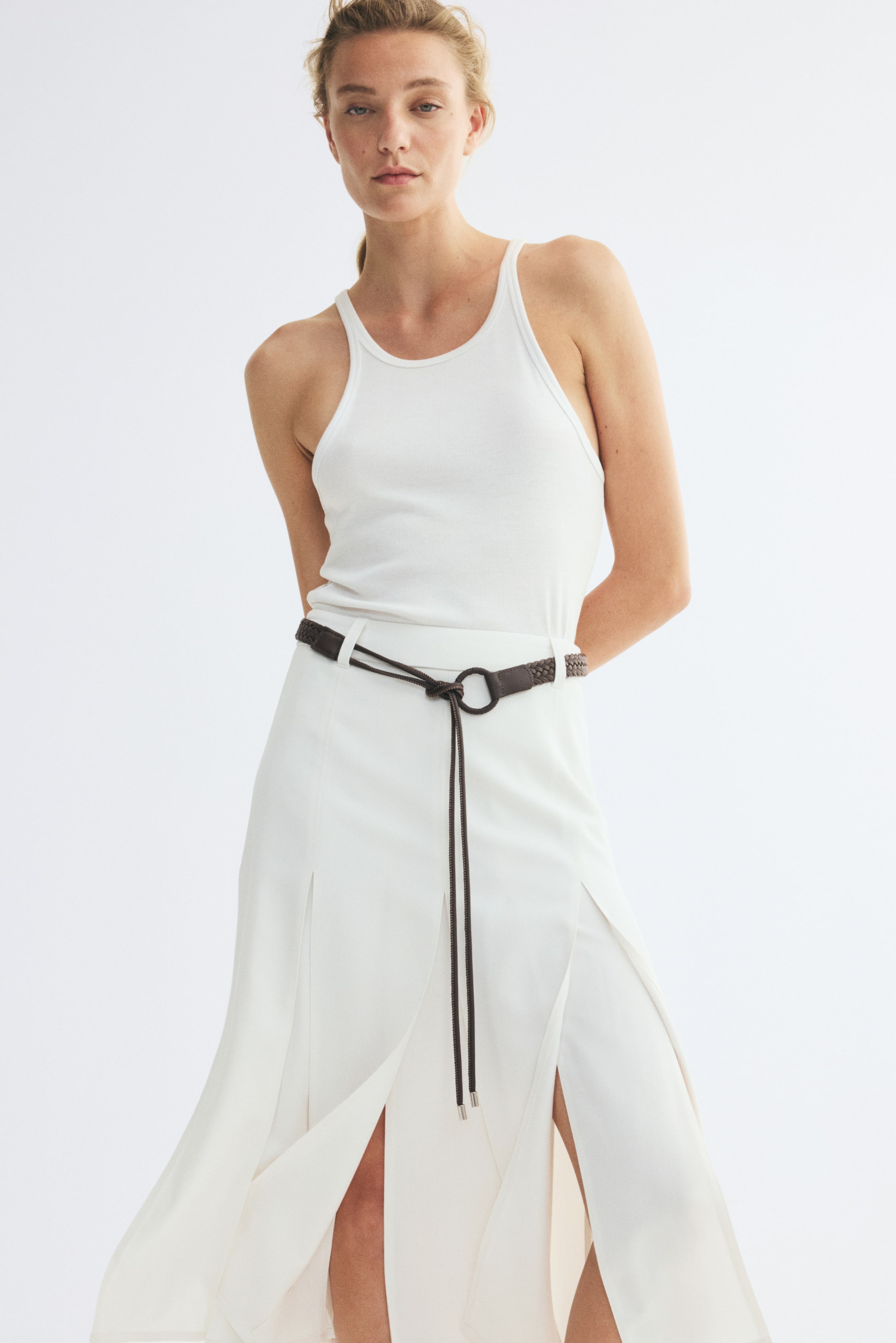 Pleated Skirt with Belt