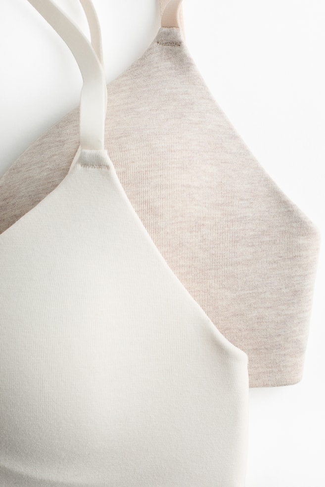 Set van 2 padded soft-bh's van katoen - Lichtbeige gemêleerd/roomwit/Beige/zwart/Lichtgrijs gemêleerd/zwart/Grijsgroen/wit/Lichtbeige/beige gemêleerd/Wit/beige - 5