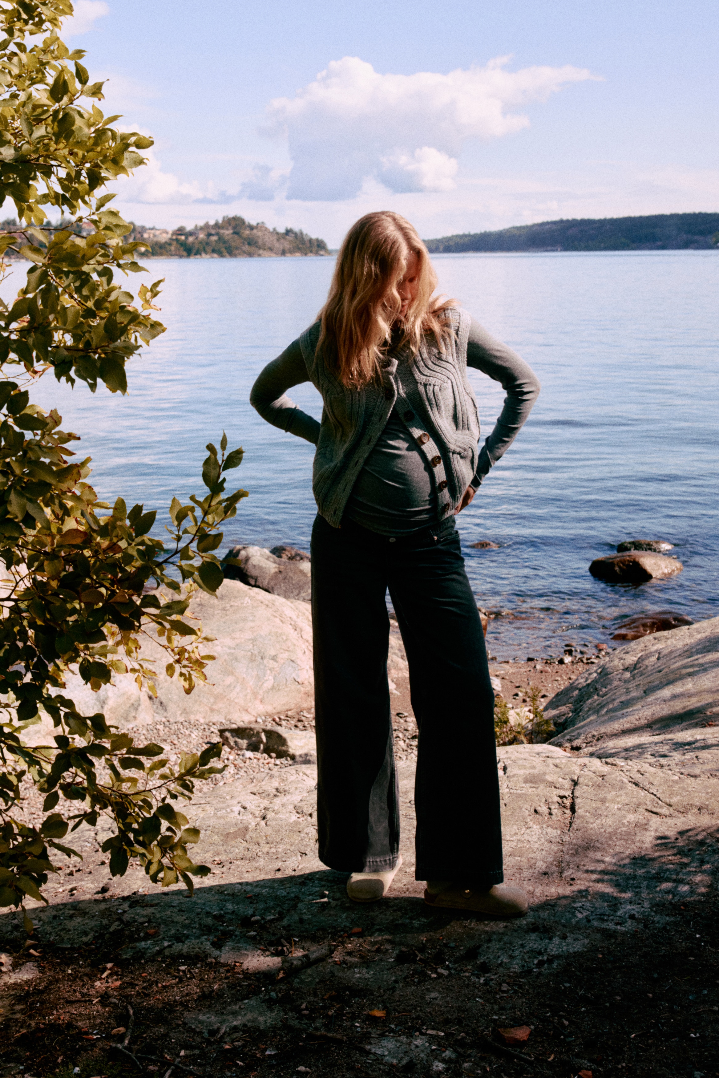 H&M MAMA - Grigio denim scuro MAMA Wide jeans - Size: XS  - H&M