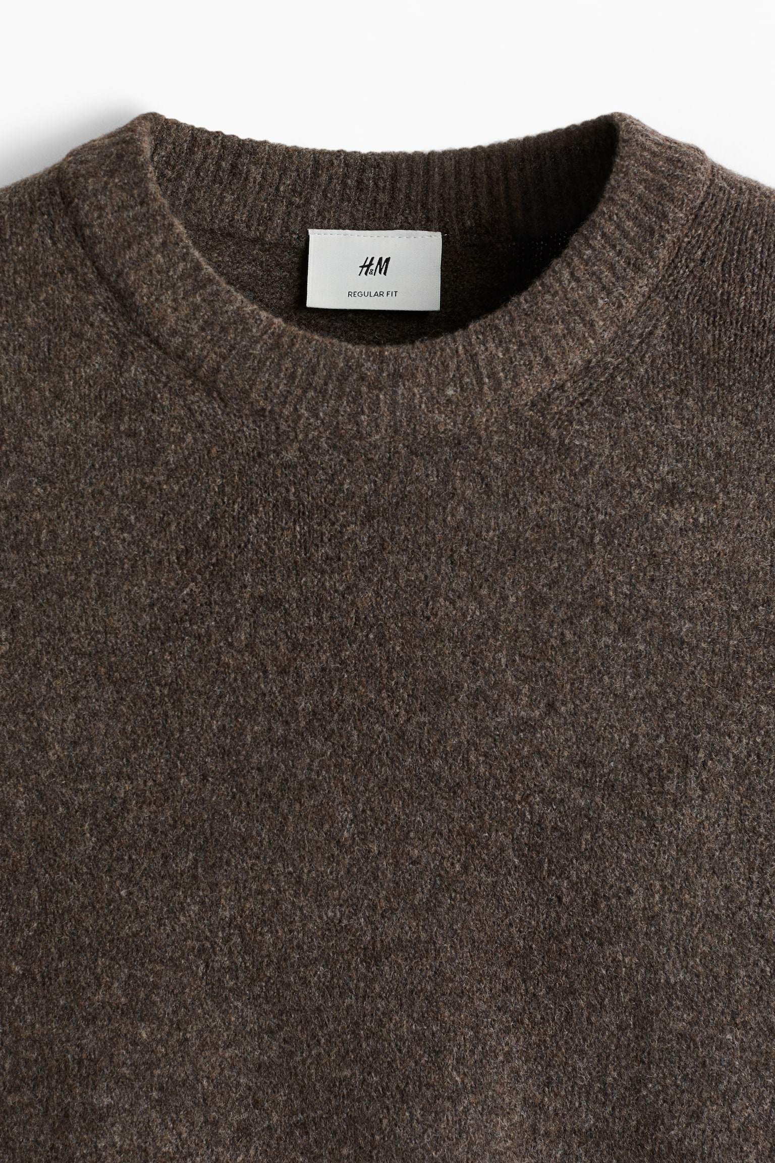 Regular Fit Fine-knit jumper - Brown/Light beige marl - 7