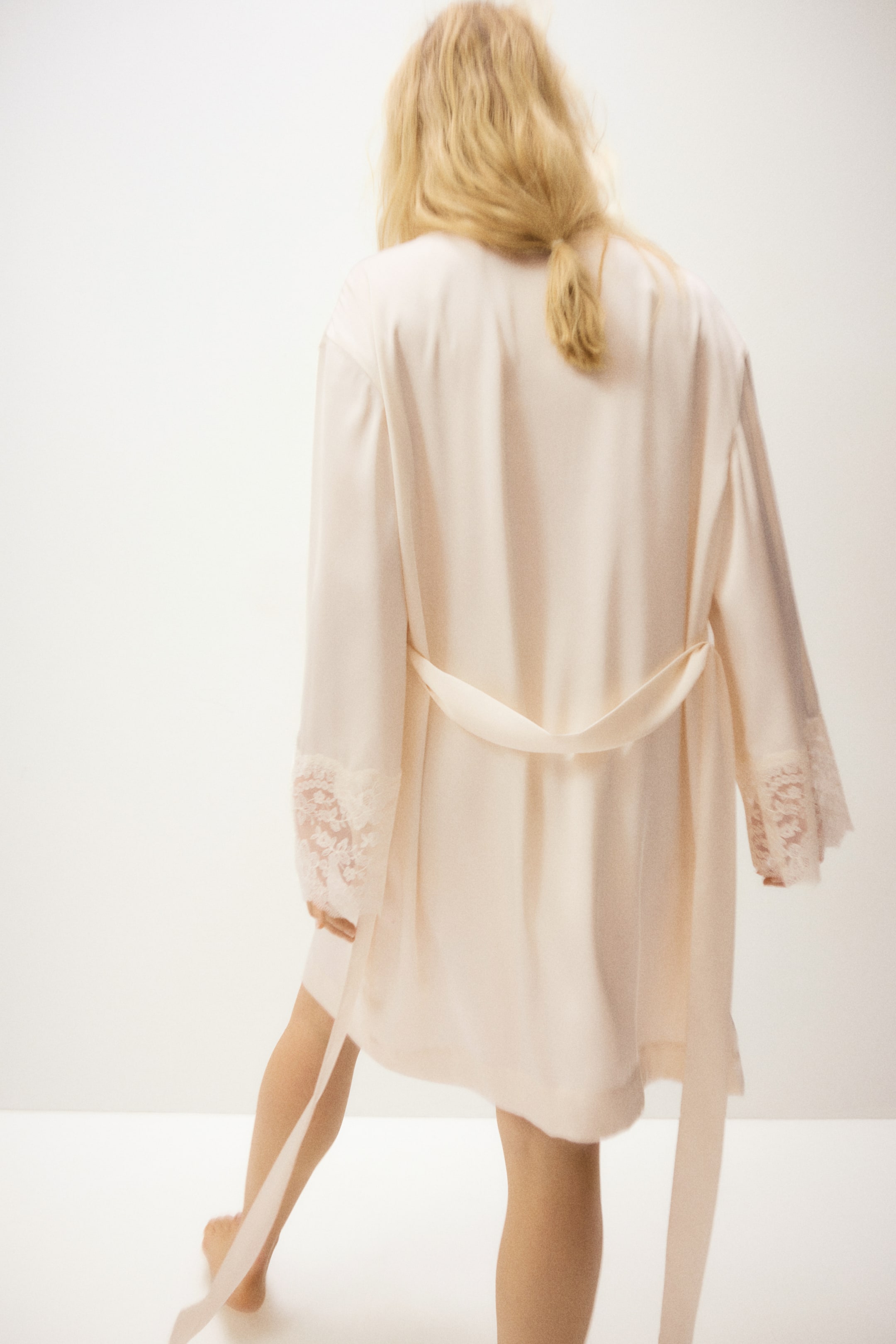 Lace-Trimmed Satin Robe