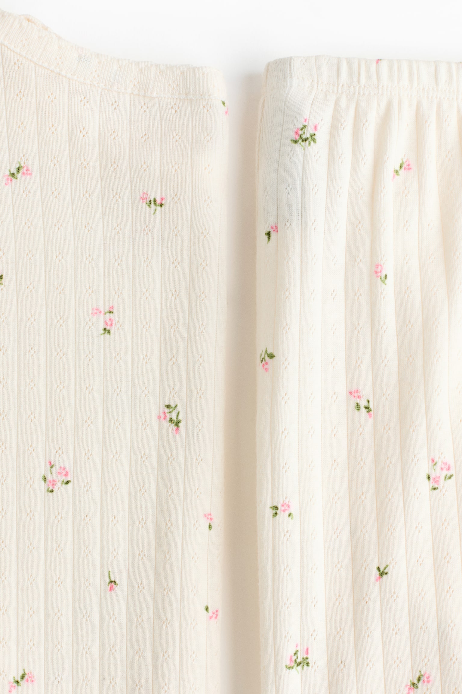 פיג'מה ג'רזי פוינטל - קרם/פרחוני/שחור - 3