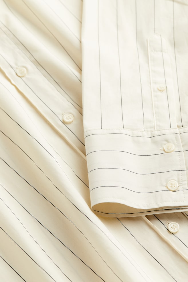 Oversized cotton shirt - Cream/Pinstriped/Blue/Striped - 5