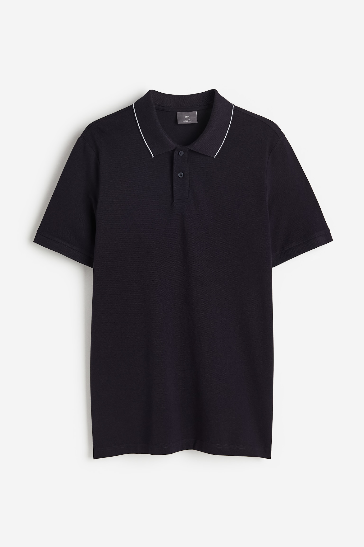 Slim Fit Cotton polo shirt - Dark blue/White - 2