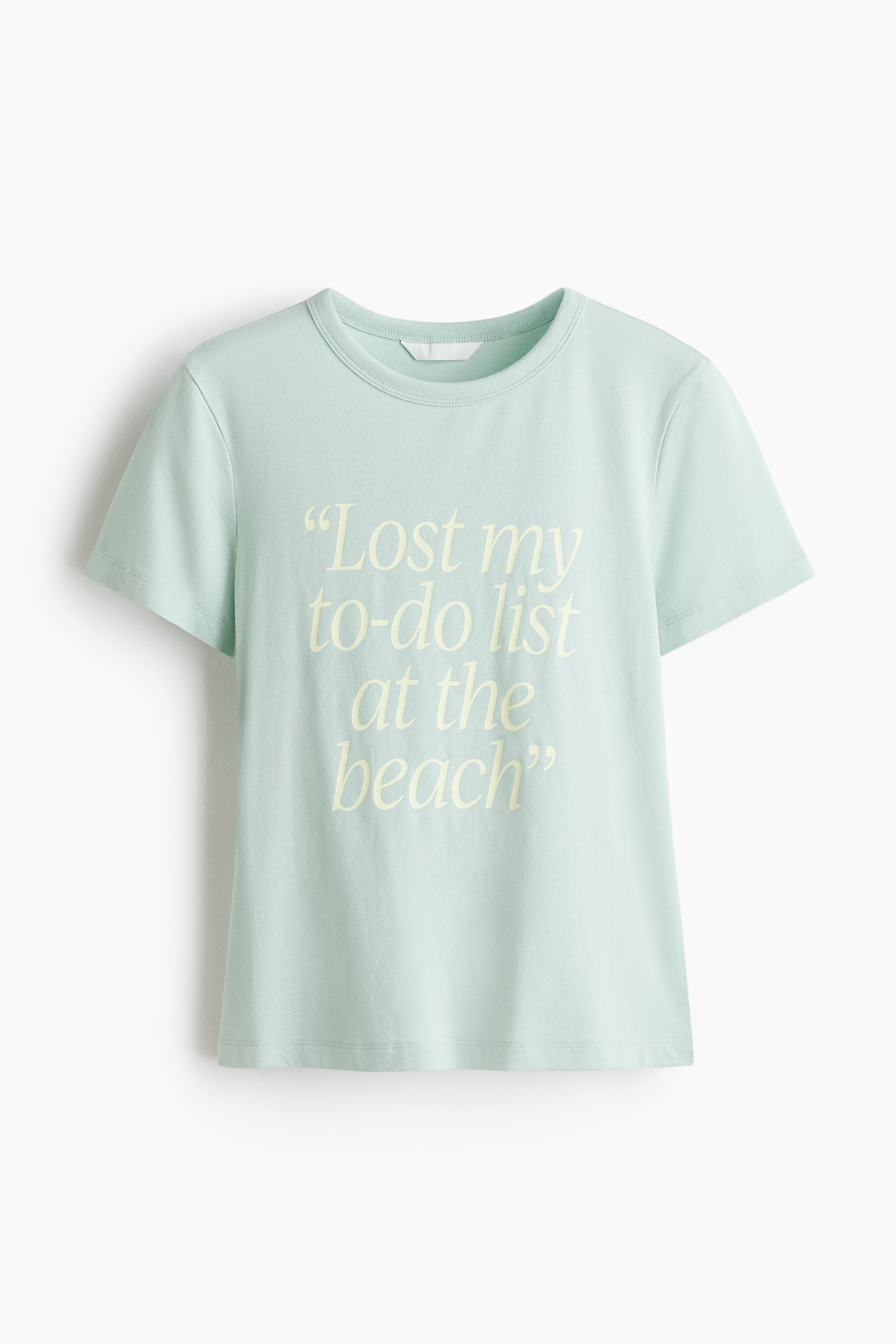 Tričko z viskózové směsi s potiskem - Světle tyrkysová/Lost/Máslově žlutá/Tan Lines/Světle fialová/Manifesting/Bílá/Out of office