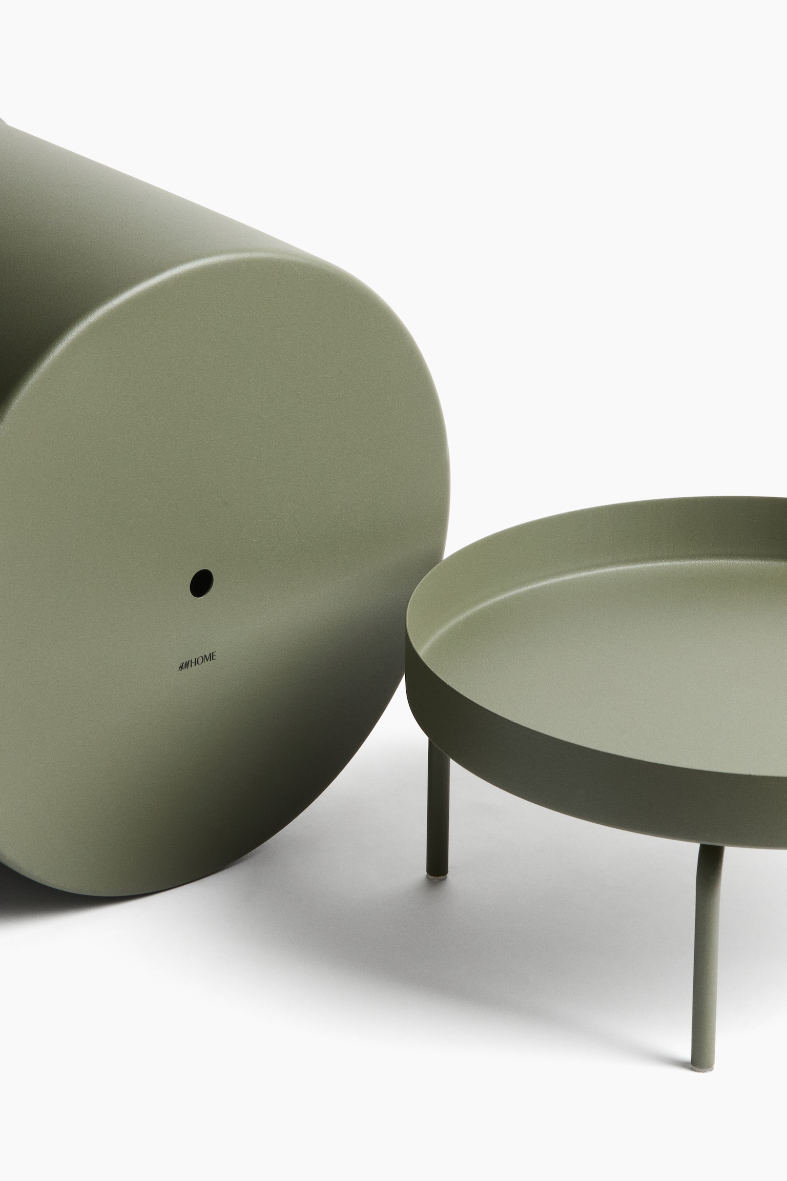 Extra-large plant pot on a stand - Olive green/Black/Light beige - 4