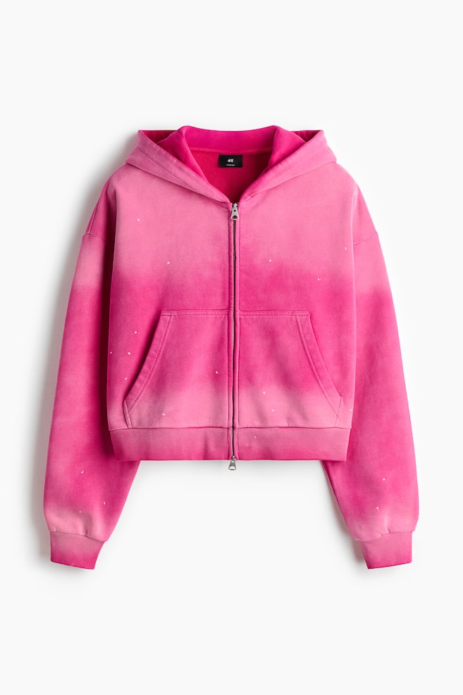 Felpa con cappuccio e cerniera Oversize Fit - Rosa scuro - 1