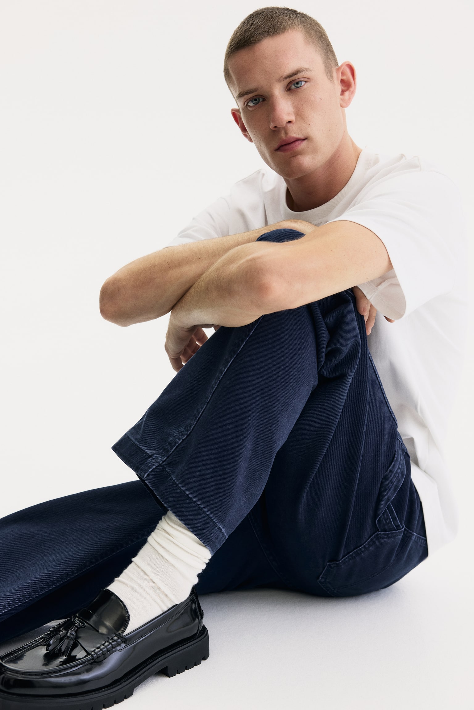 מכנסי עבודה Relaxed Fit - כחול נייבי/שחור/חום/בז' בהיר - 6