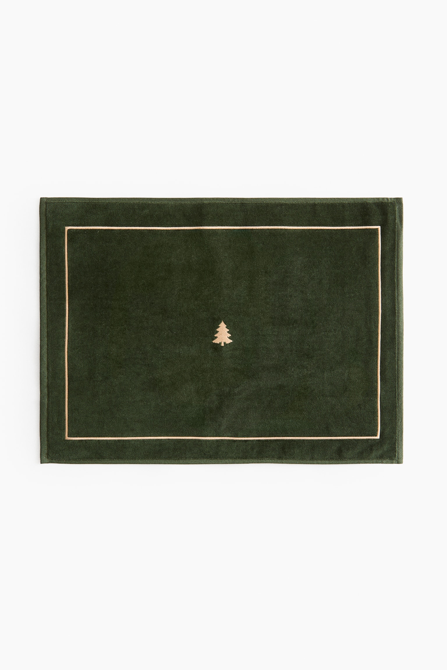 Embroidered bath mat - Dark green/Spruce