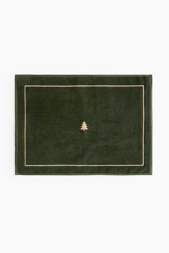 Tapis de bain brodé - Vert foncé/épicéa - 1