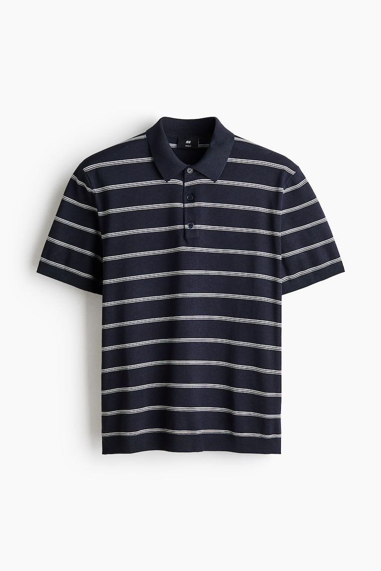 レギュラーフィットポロシャツ - ダークブルー／ボーダー - Men | H&M JP