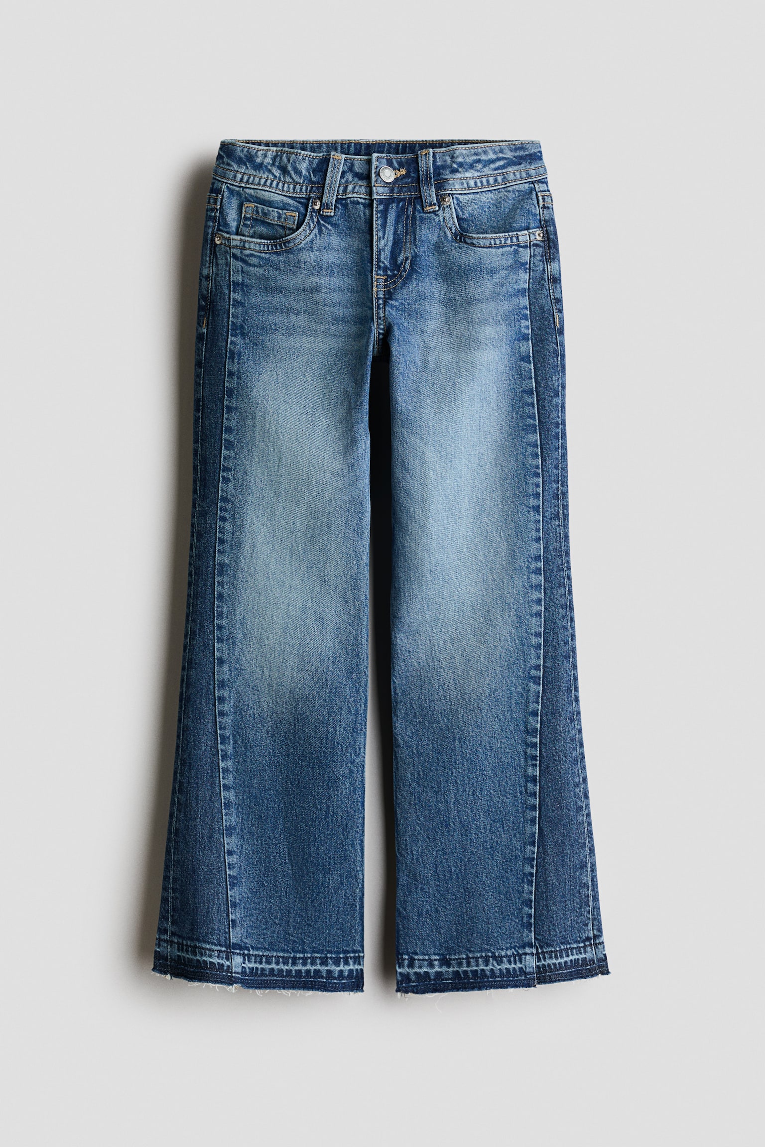 Relaxed Fit Flared Leg Low Jeans - Denim blue