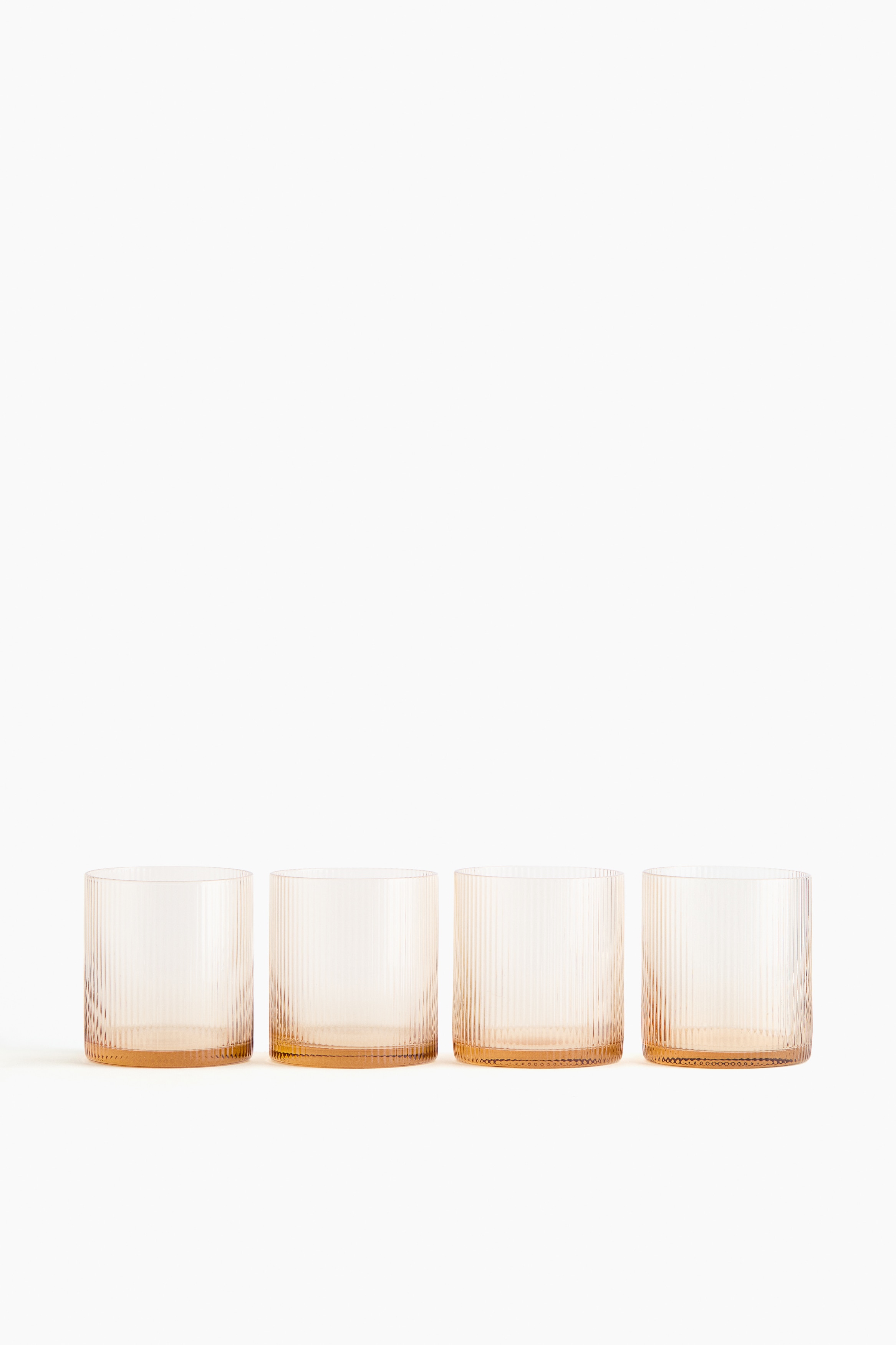 4-Pack Fluted Tumblers - Beige/Clear glass