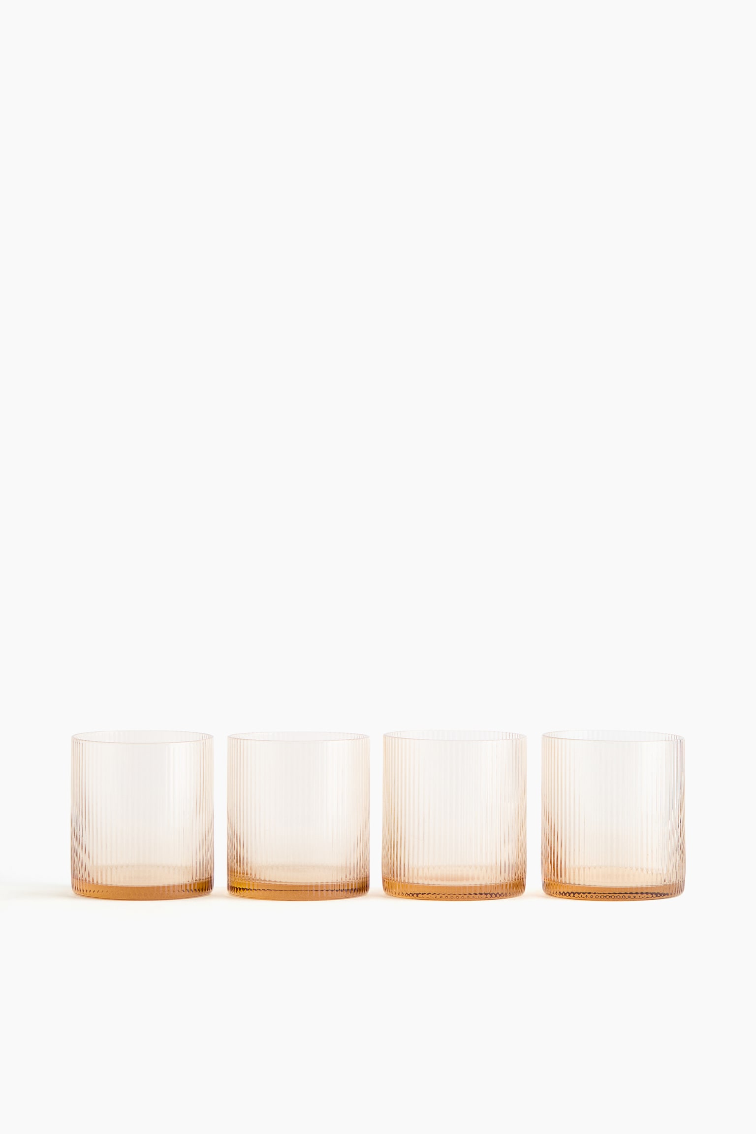 4-pack Vasos acanalados - Beige/Vidrio transparente