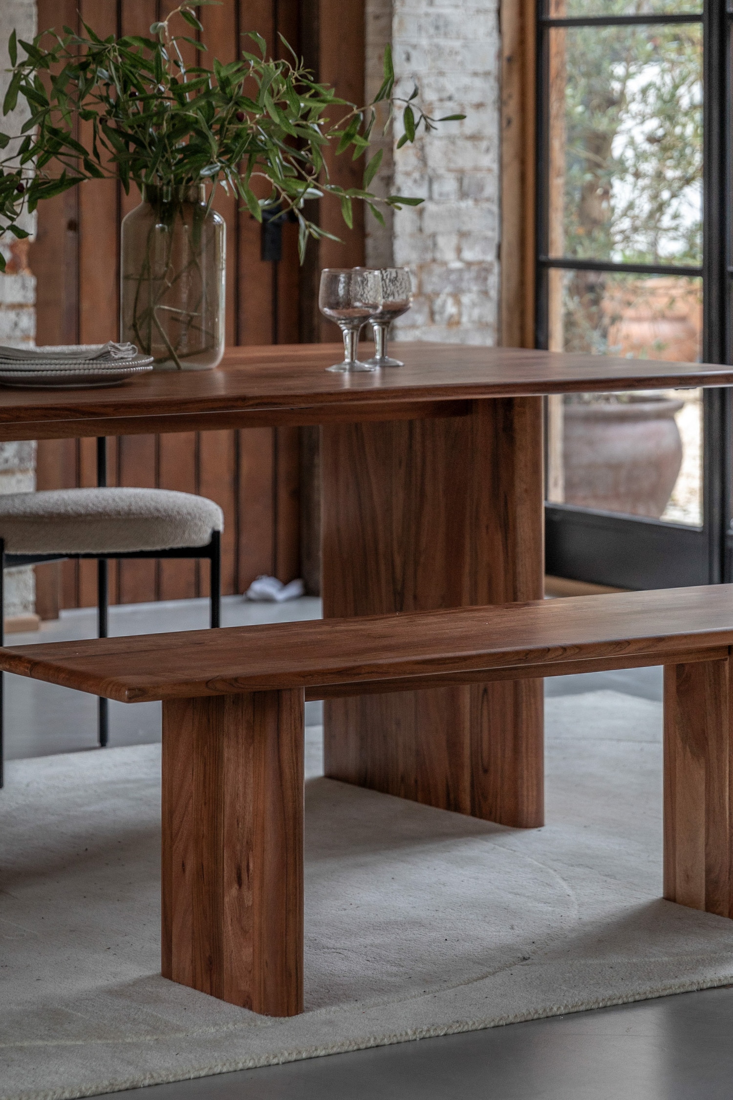 Acacia Wood Dining Bench - Small - Natural