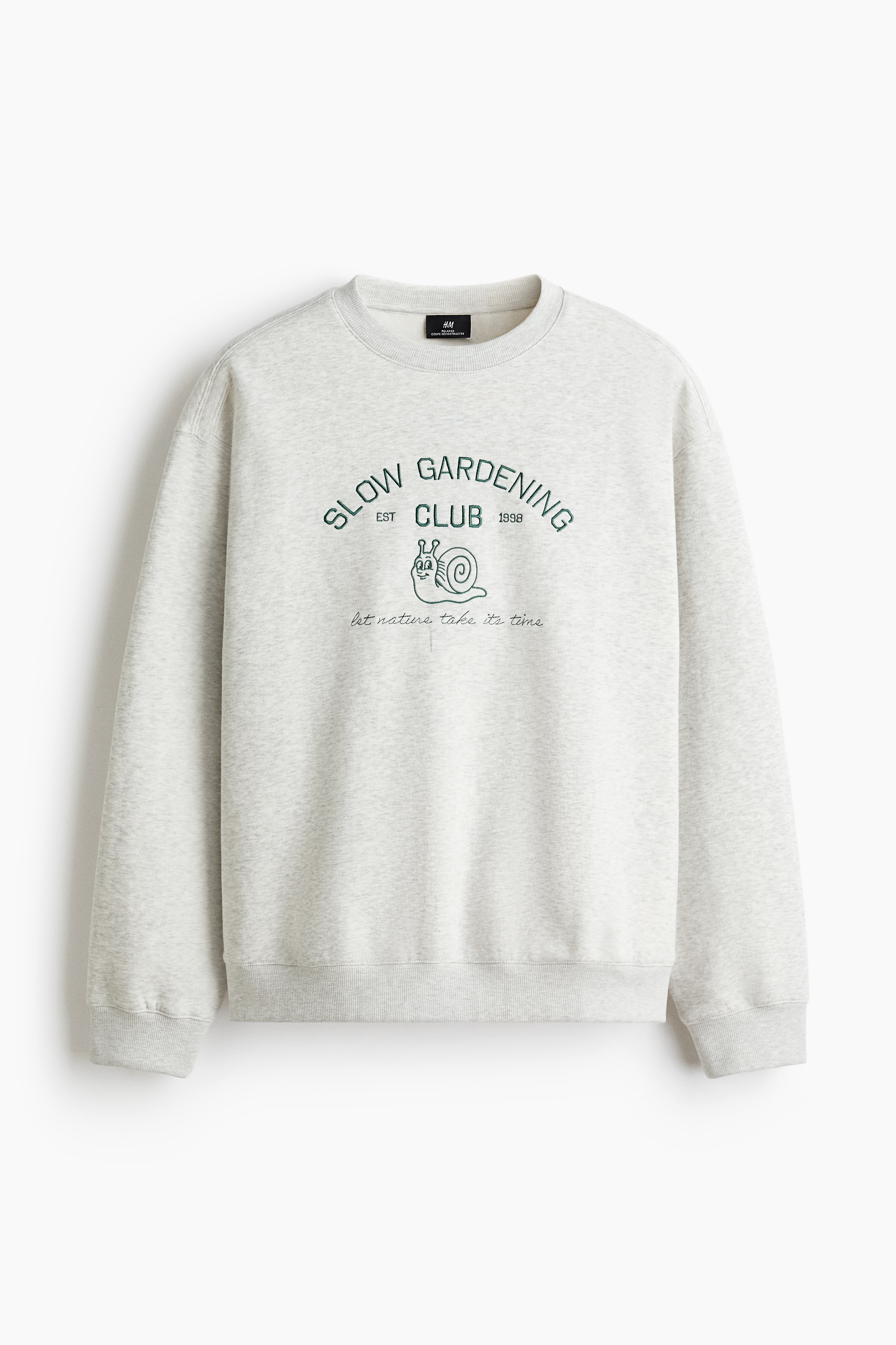 Sweat-shirt Relaxed Fit avec motif brodé - Gris chiné/Slow Gardening Club