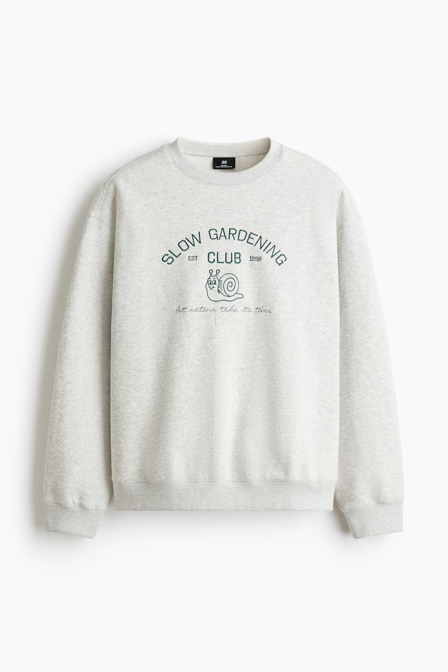 Relaxed Fit Embroidery-motif sweatshirt - Grey marl/Slow Gardening Club - 2