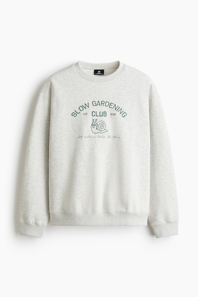 Relaxed-Fit Embroidered-Motif Sweatshirt - Gray/Slow Gardening Club - 1