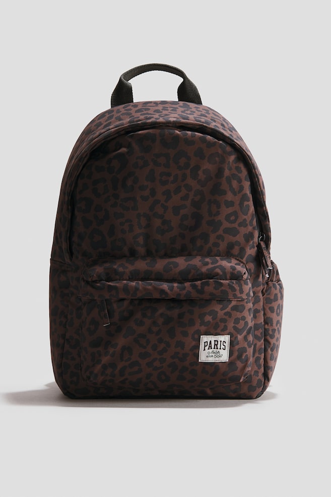Rucksack mit Print - Braun/Leopardenprint/Marineblau/Geblümt - 1