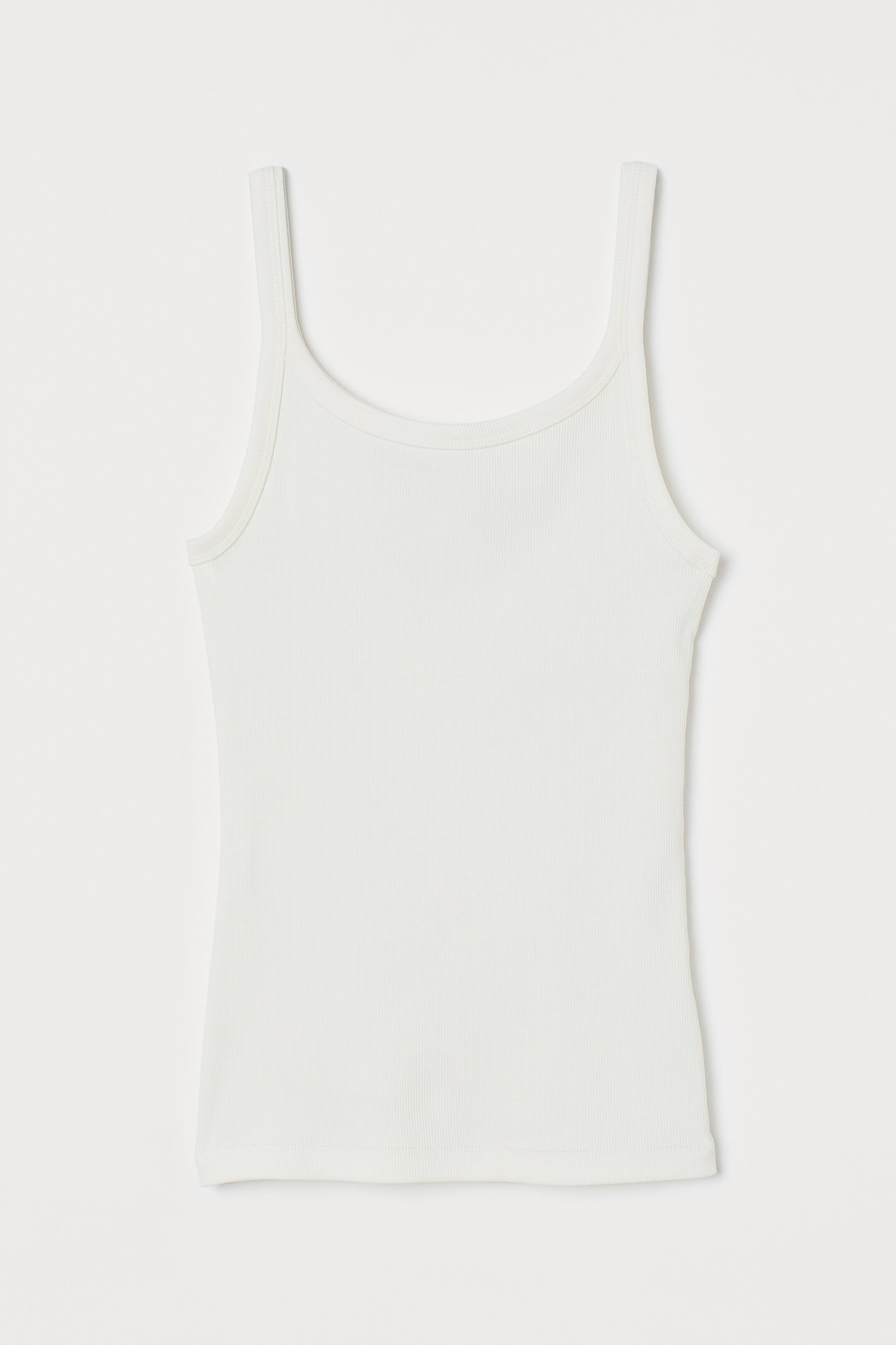 Ribbed jersey strappy top - Sleeveless - White - Ladies | H&M GB