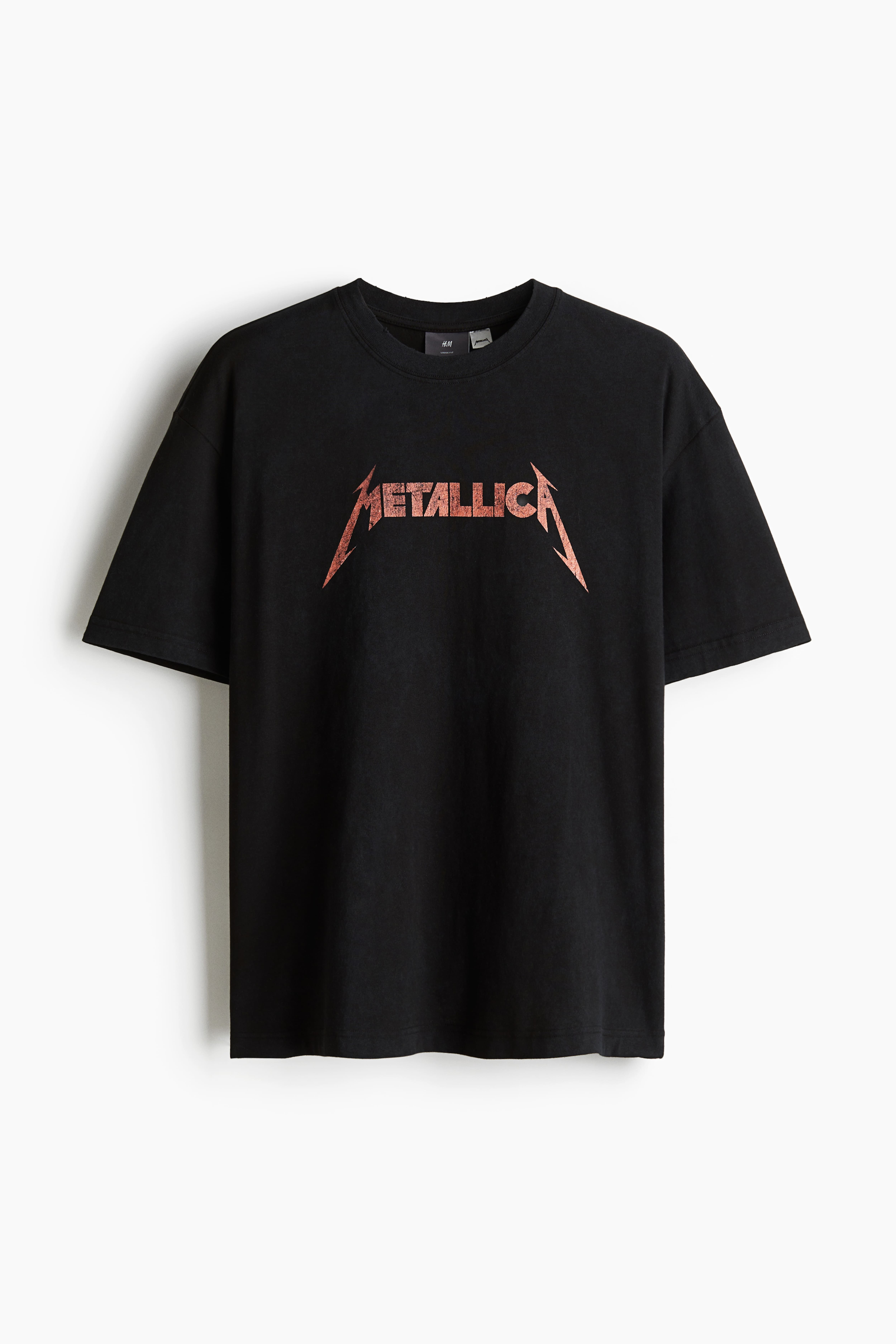 Vintage Gorunumlu Bask l Ti ort Loose Fit Siyah Metallica ERKEK H M TR