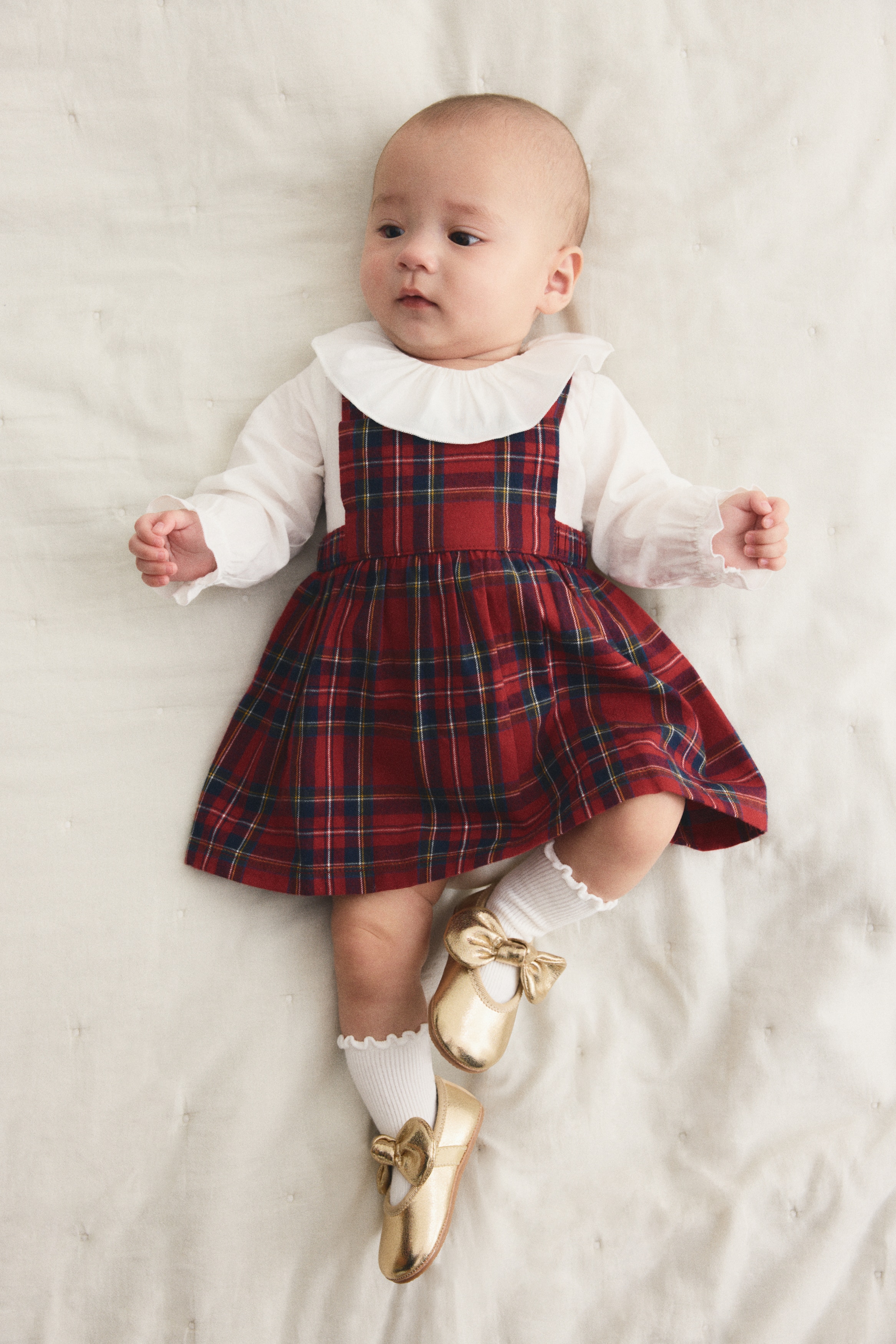 Ensemble 2 pièces avec robe et body Rouge/carreaux - Size: 50 (0-1M)  - H&M