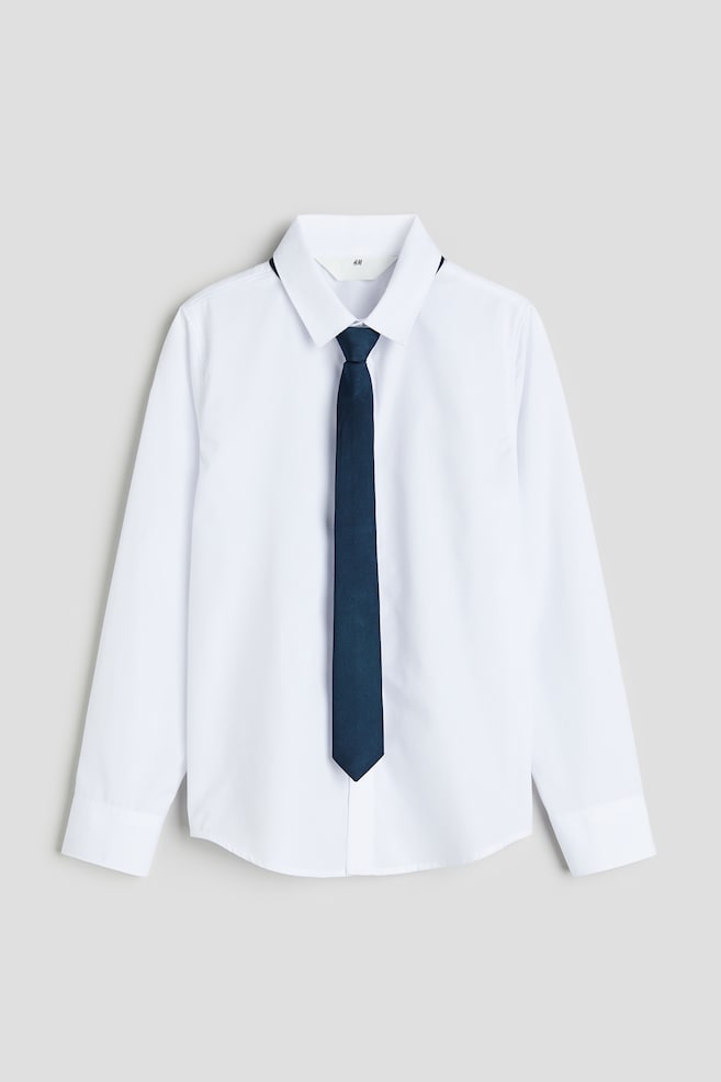 Skjorta med slips/fluga - Vit/Slips - 2