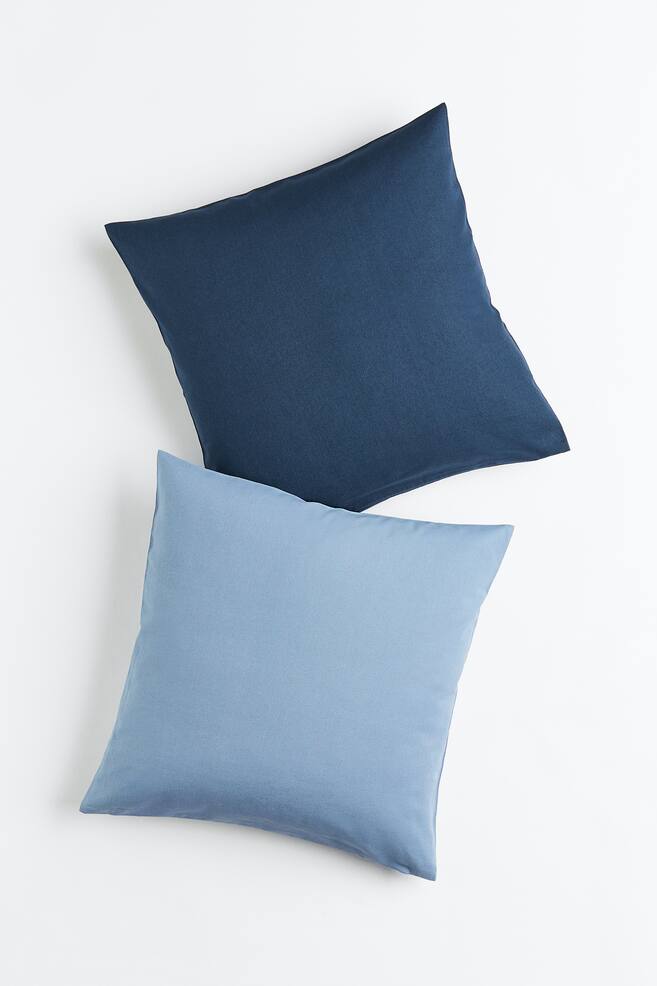 2-pack cotton canvas cushion covers - Dark blue/Light blue/Beige/Light beige/Dark green/Light green - 1