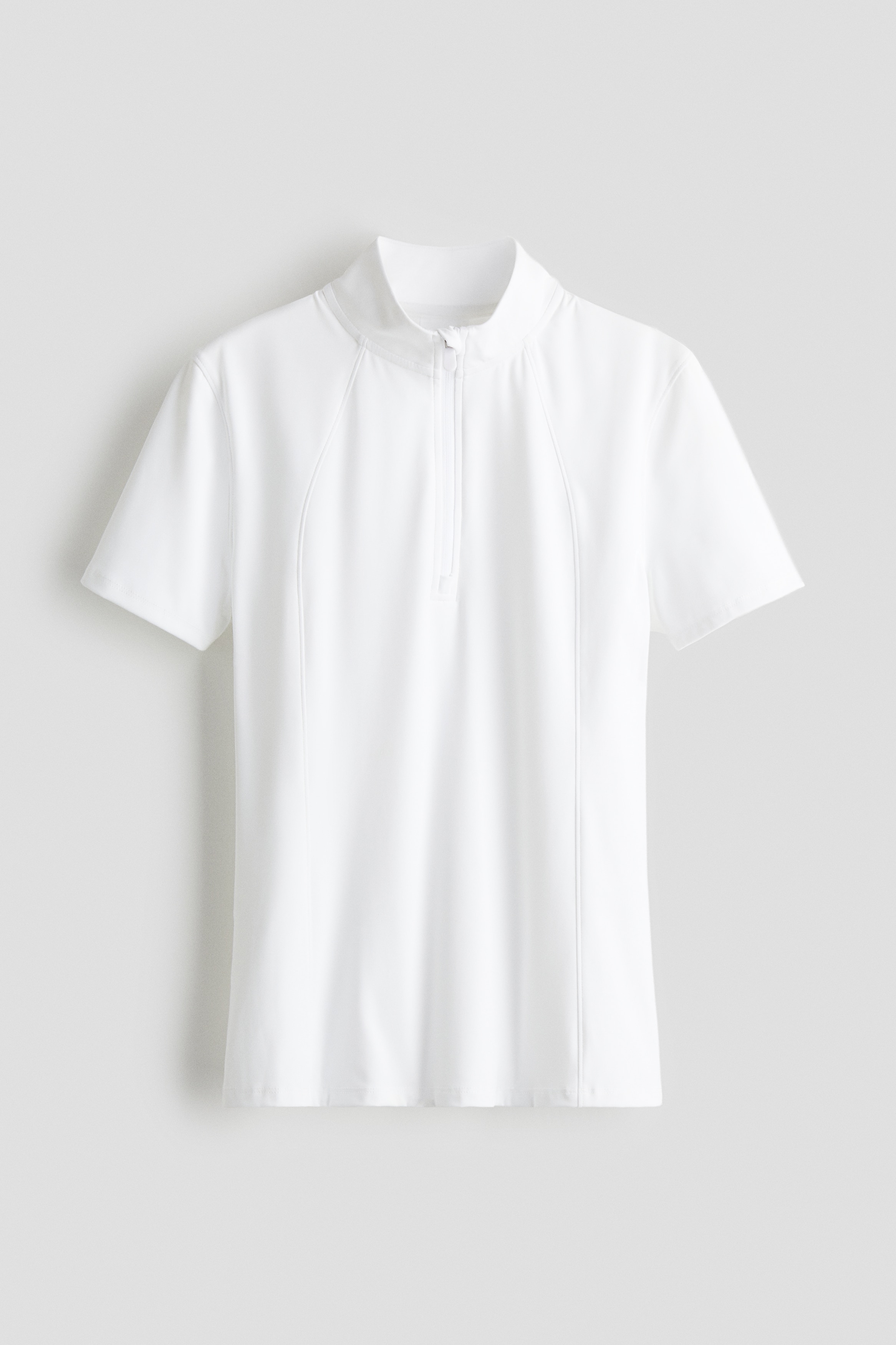 Sportshirt met rits - Wit/Bruin