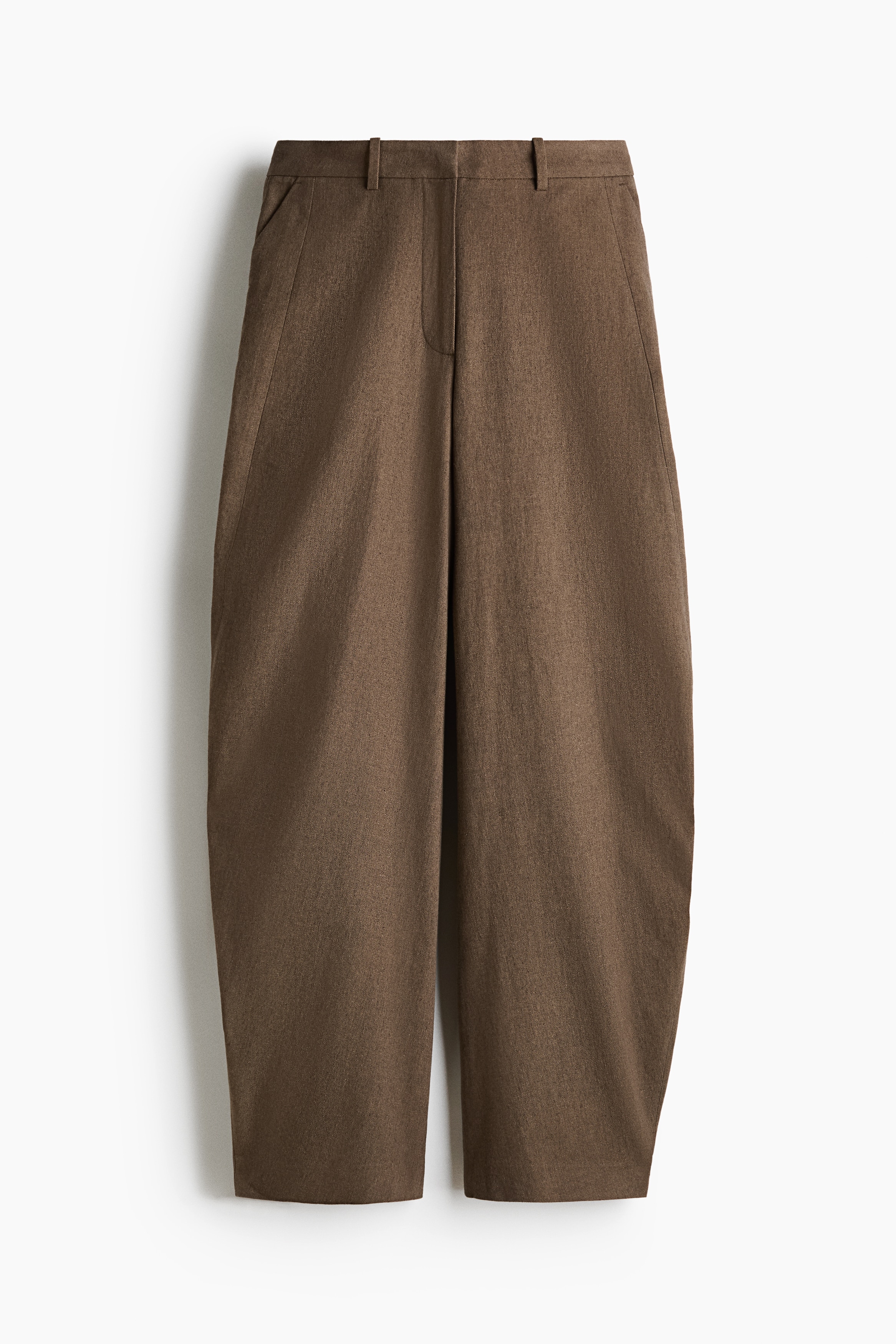 Linen-Blend Balloon Pants - Dark taupe