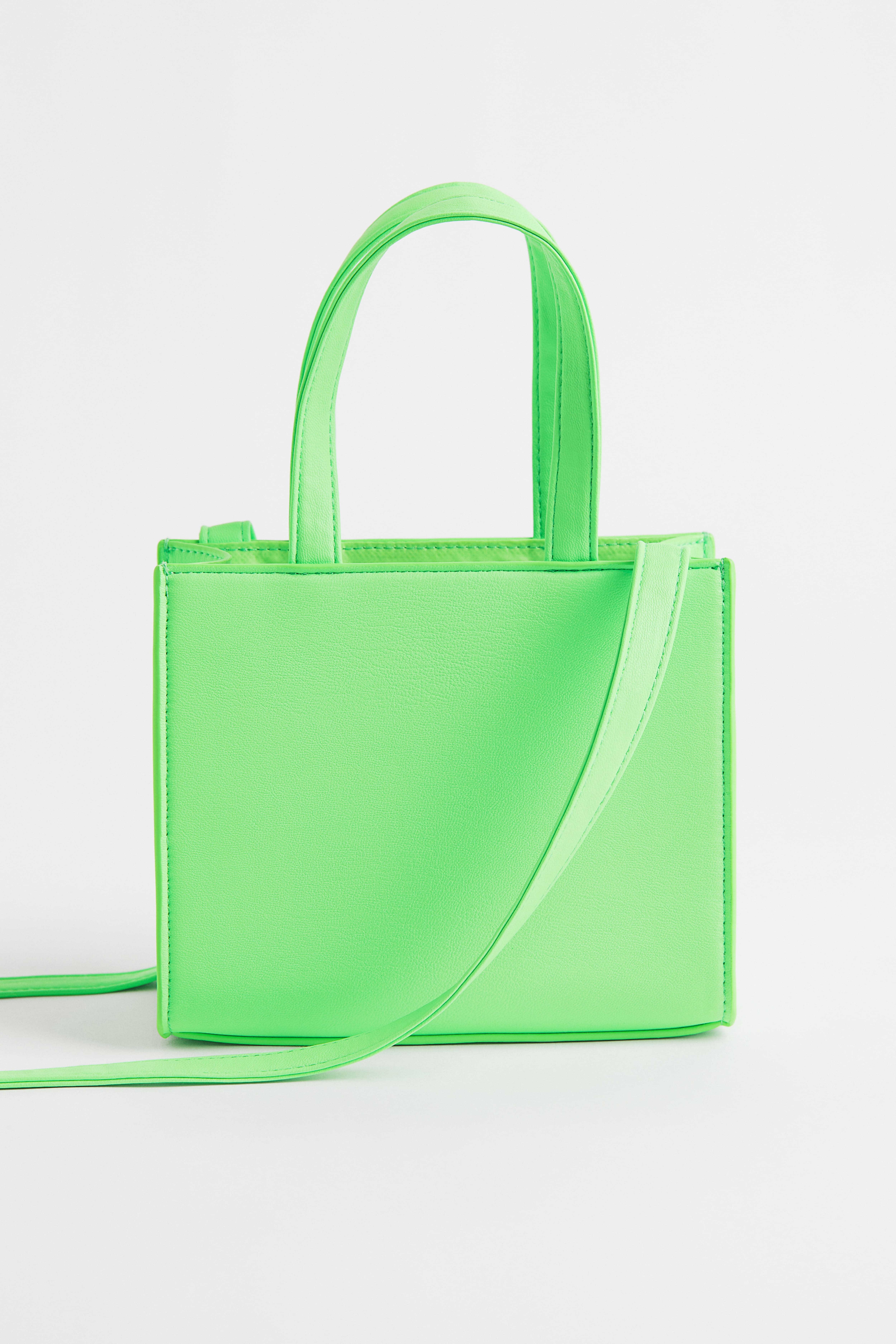 Neon Green Leather Tote shops Bag