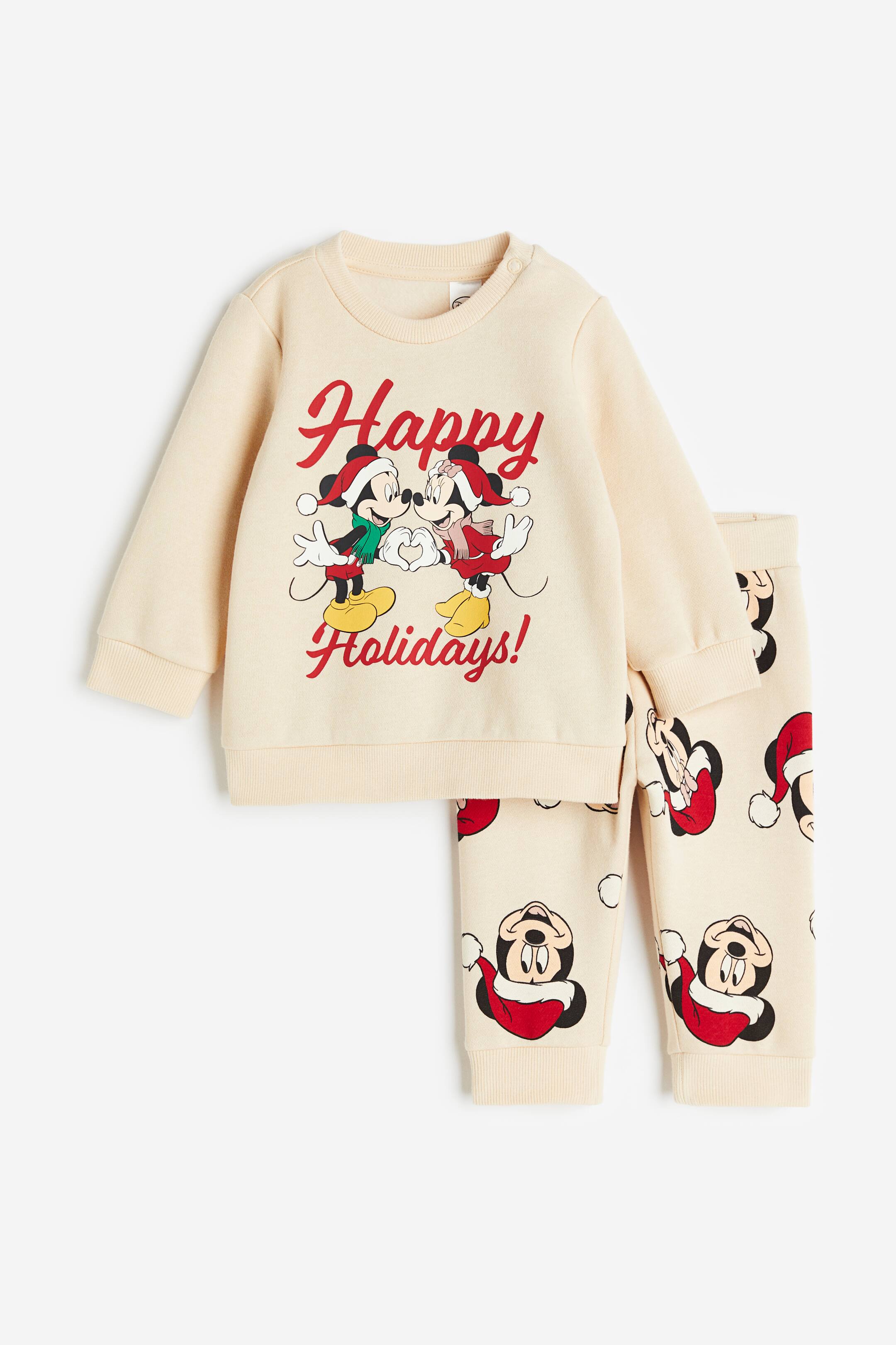 View larger image: 2-piece sweatshirt set - Beige/Minnie Mouse - Kids | H&M 1