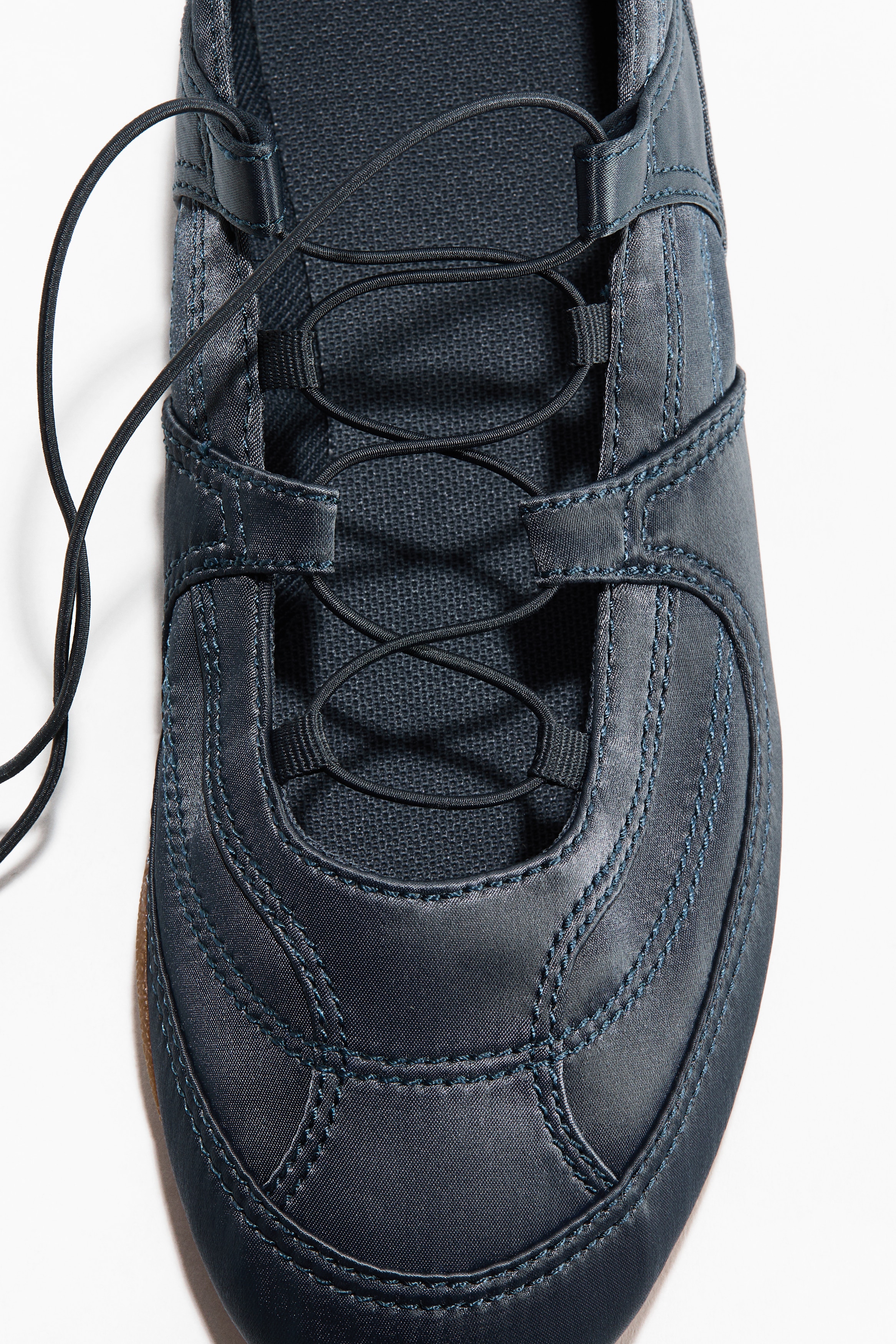 Satin Lace-Up Ballet Flats - thumbnail 8