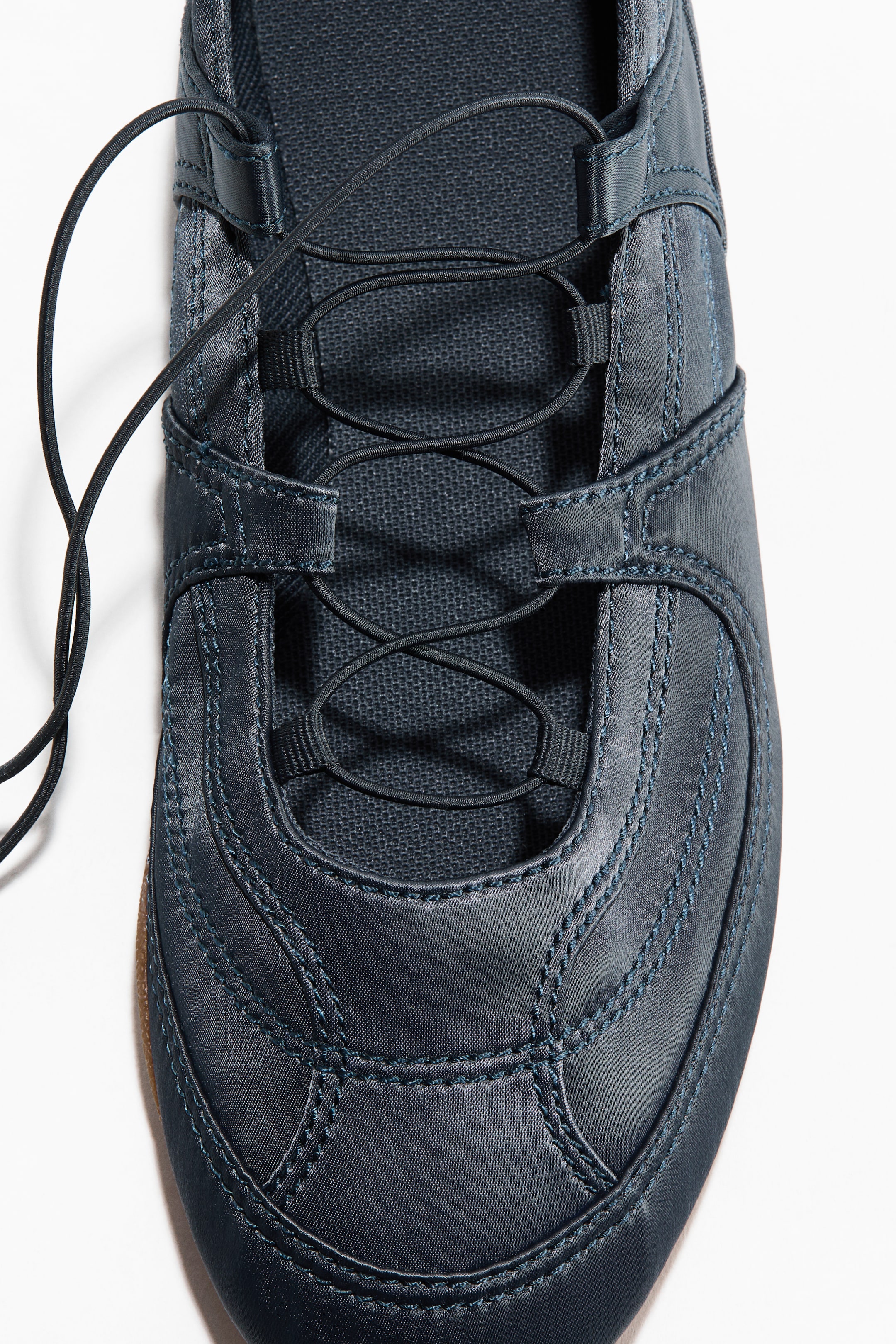 Satin Lace-Up Ballet Flats