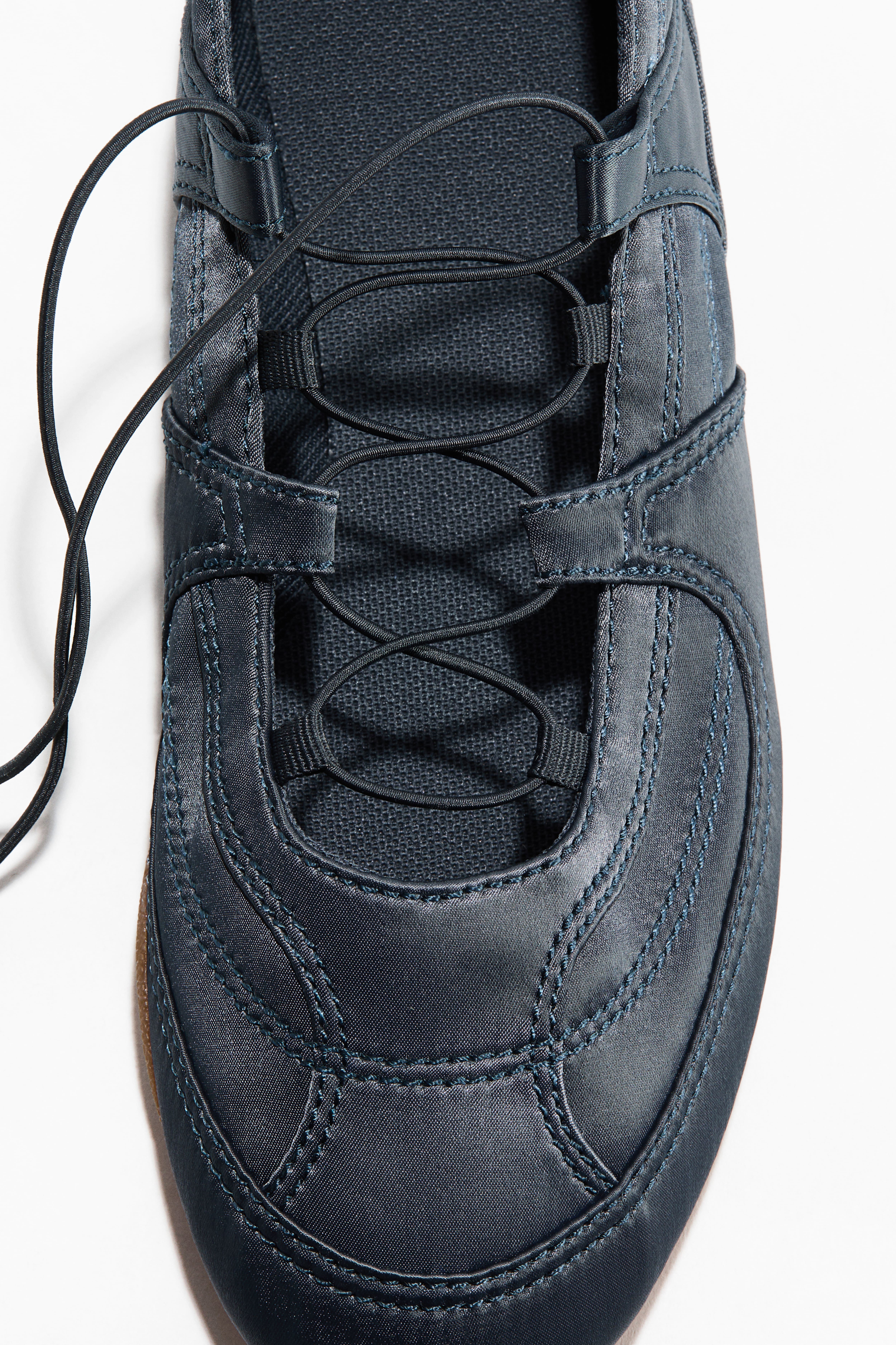 Satin Lace-Up Ballet Flats