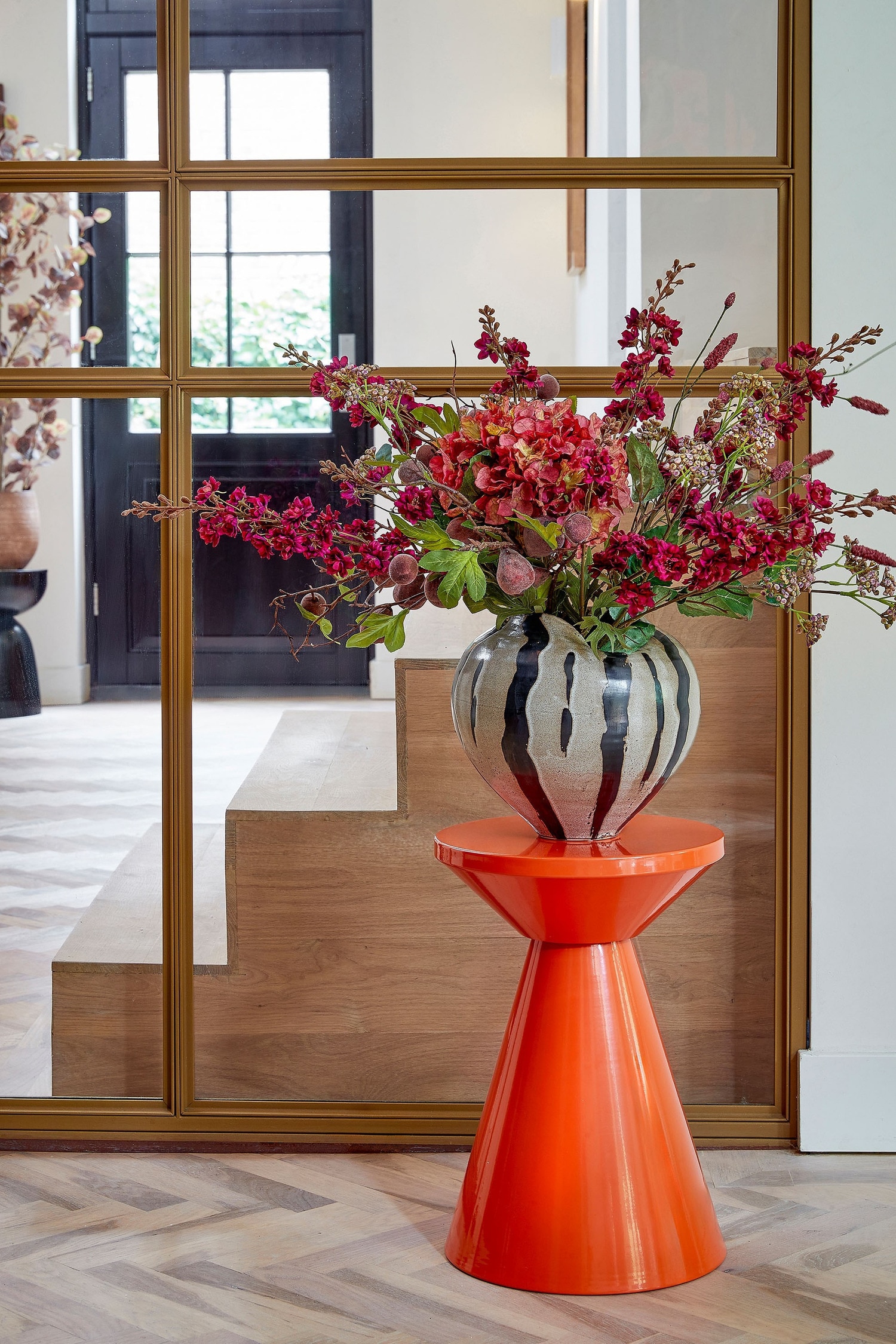 Metal Side Table - Orange/Ochre/Off-white/Beige/Black