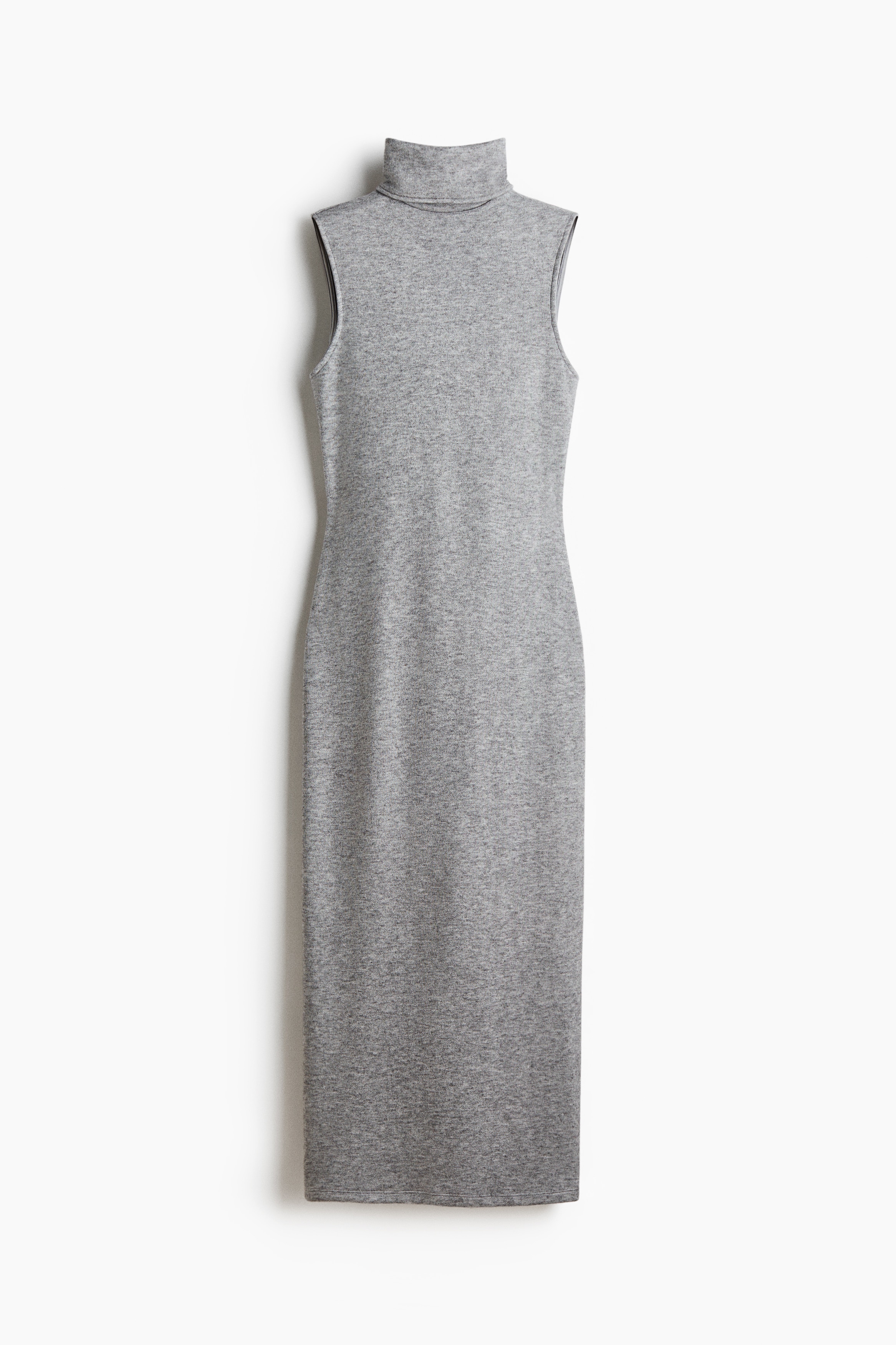 Roll-neck midi dress - Grey marl