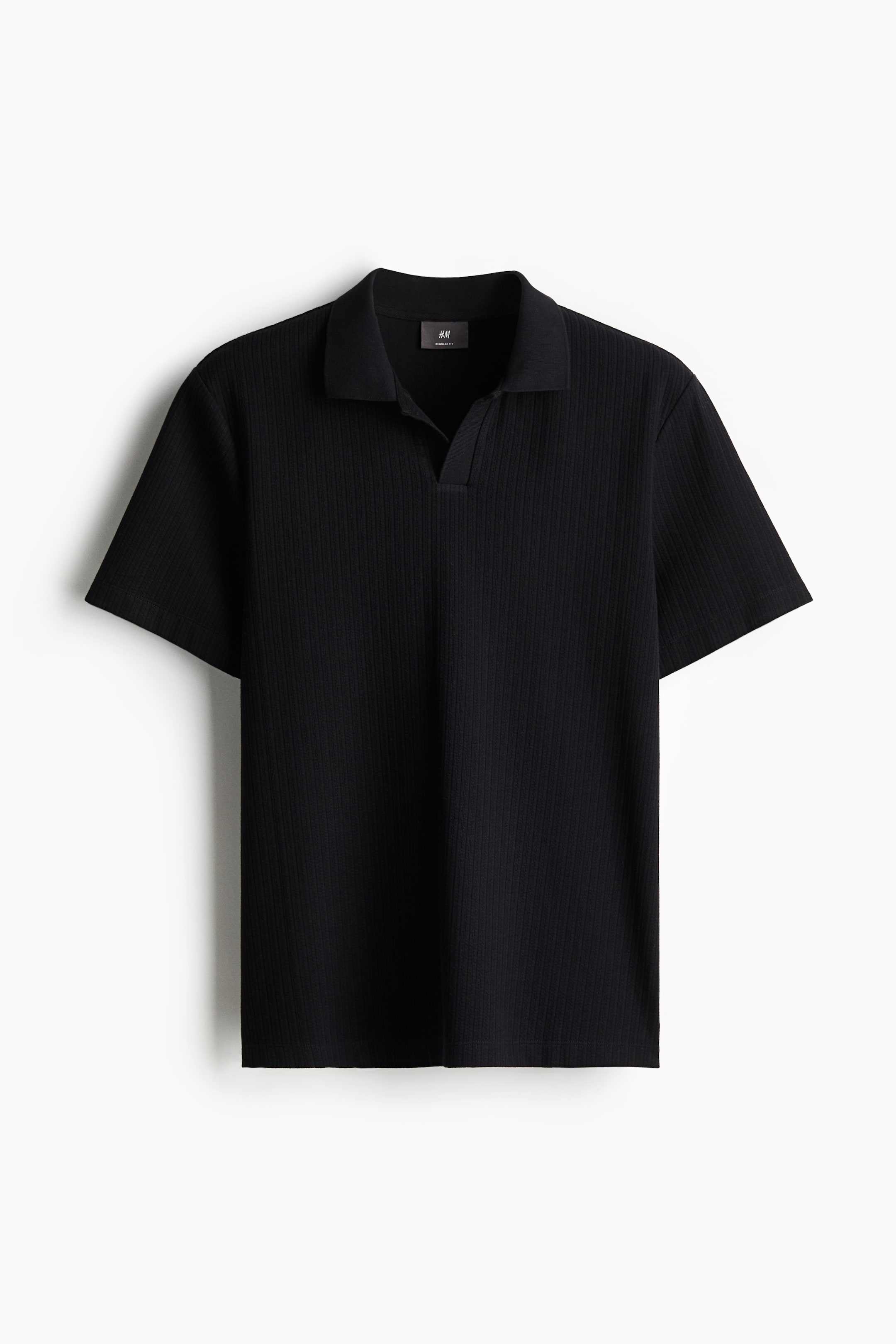 Regular Fit Textured Polo Shirt - Short sleeve - Regular length - Black ...