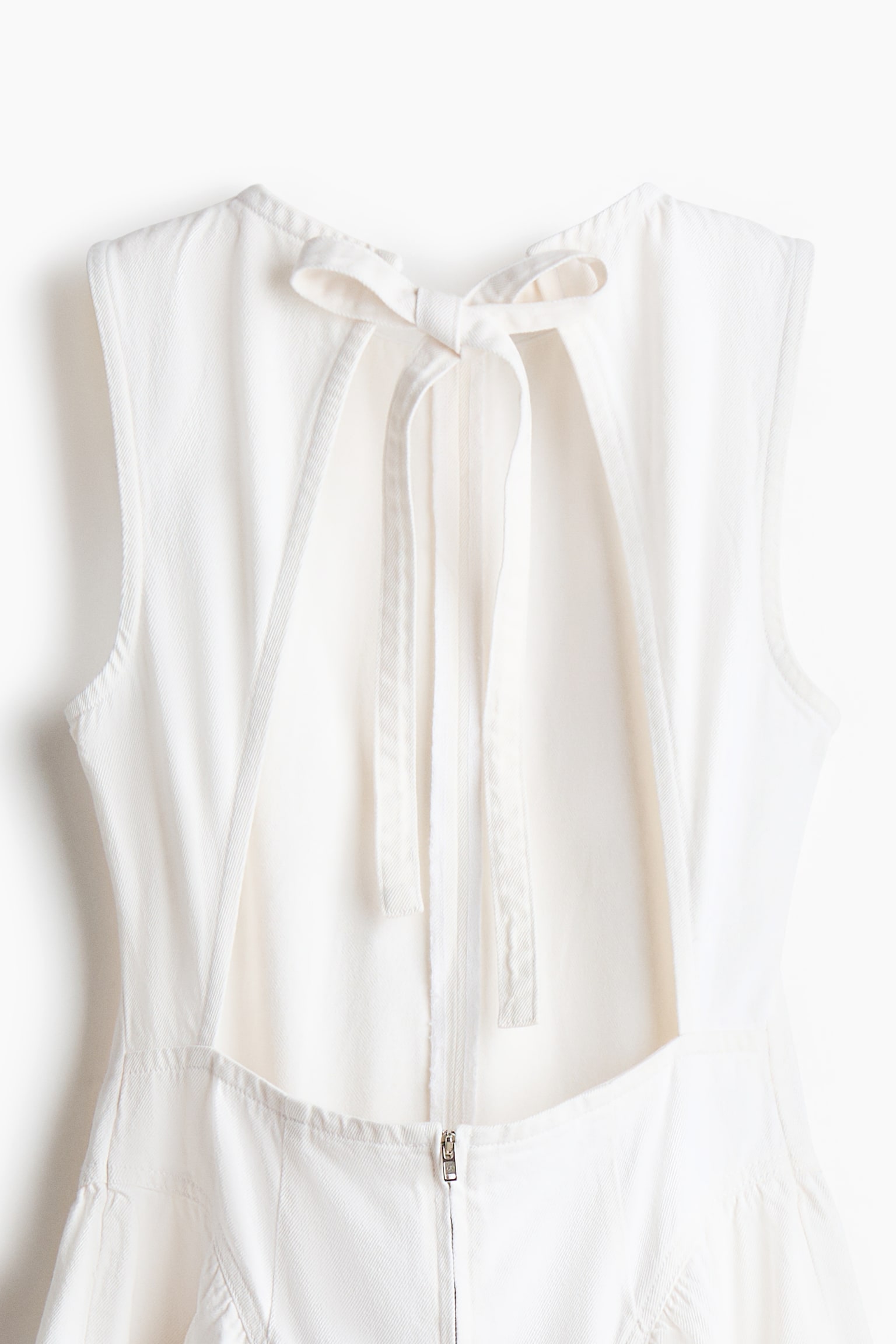 Open-back denim dress - Cream/Light denim blue - 4