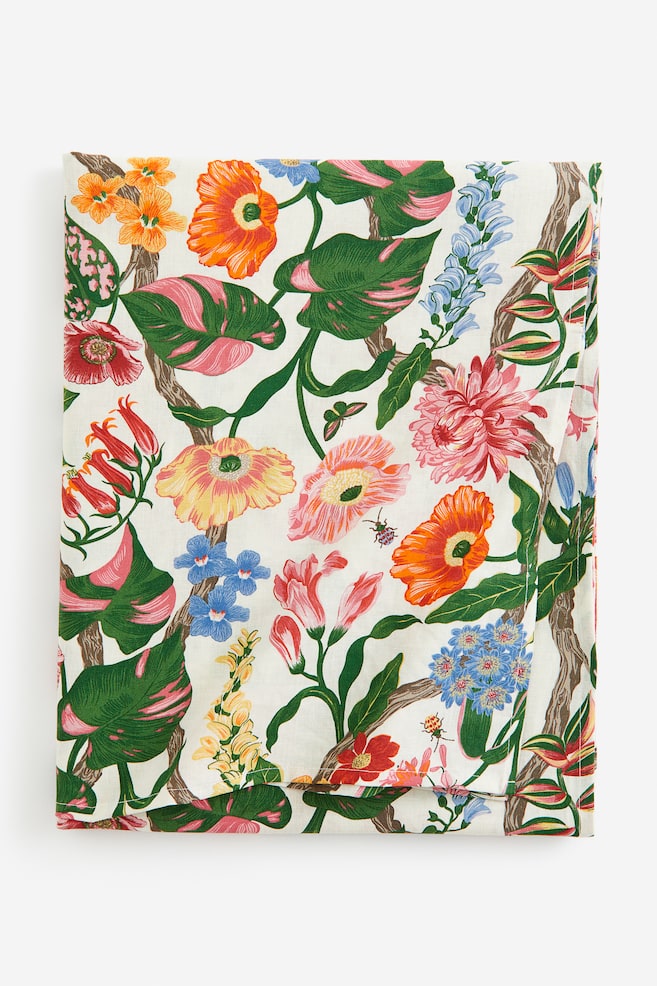 Patterned tablecloth - Natural white/Floral/Black/Floral/Pink/Floral - 1