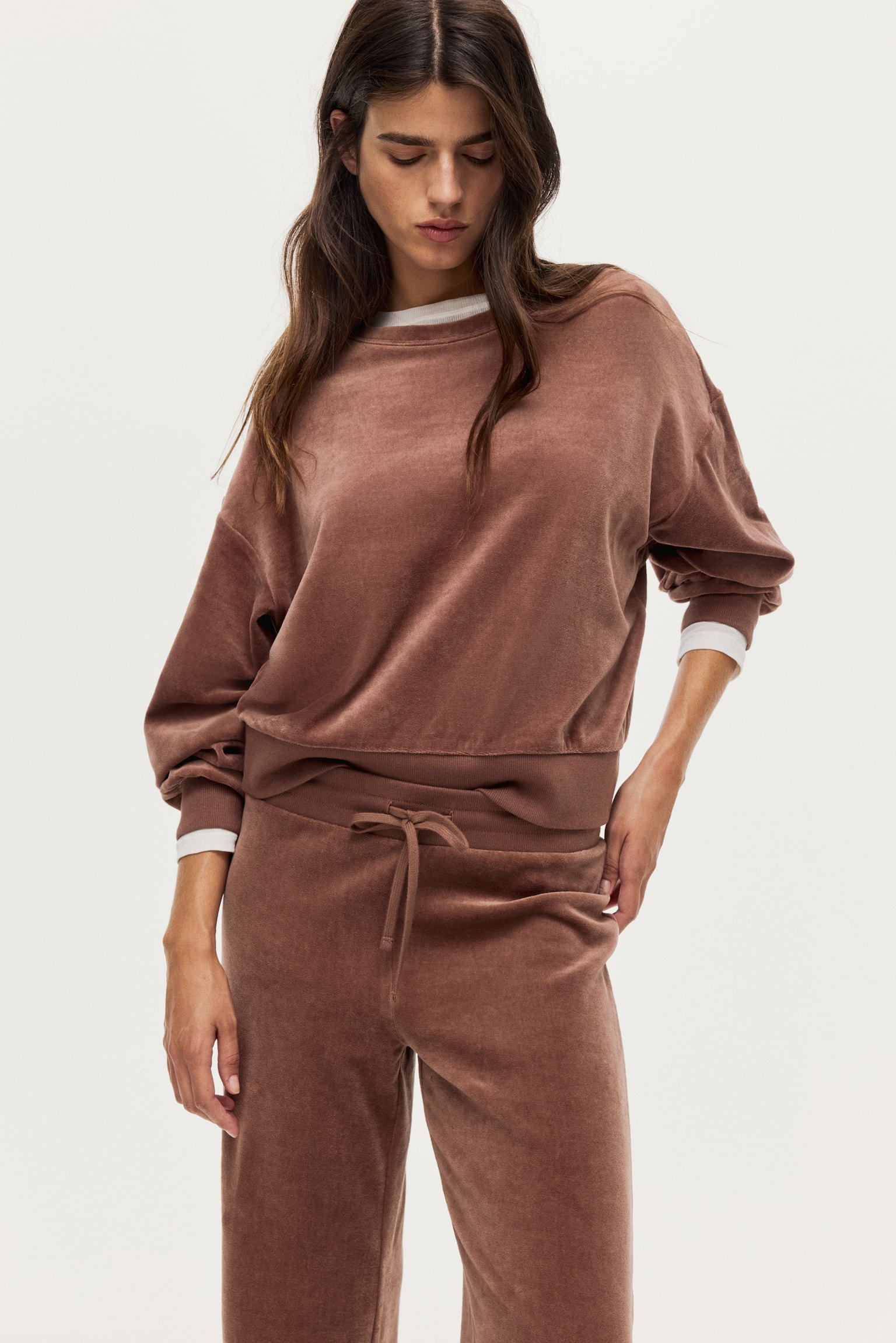 Velour trousers - Dark dusty pink/Navy blue - 4